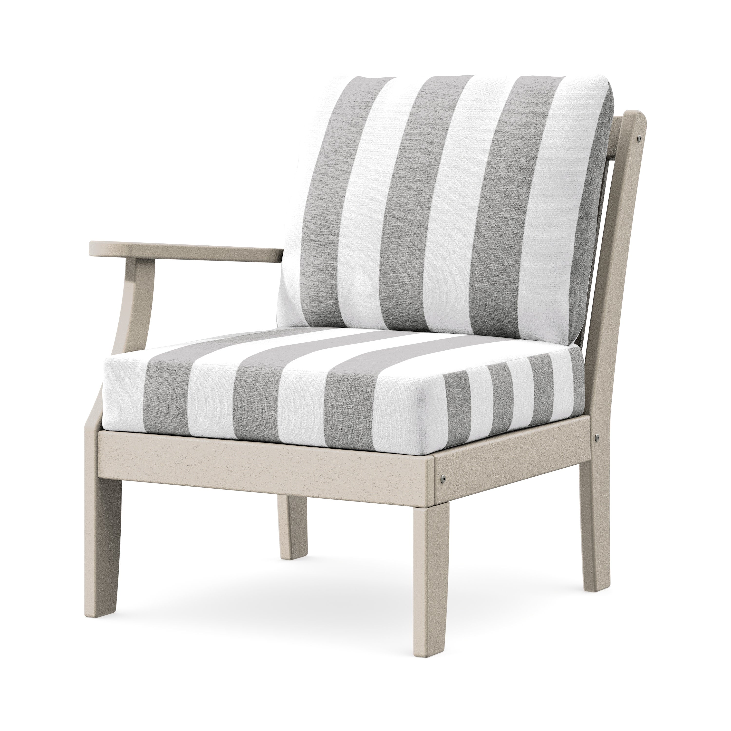 Braxton Modular Left Arm Chair in Sand / Cabana Stripe Grey Mist