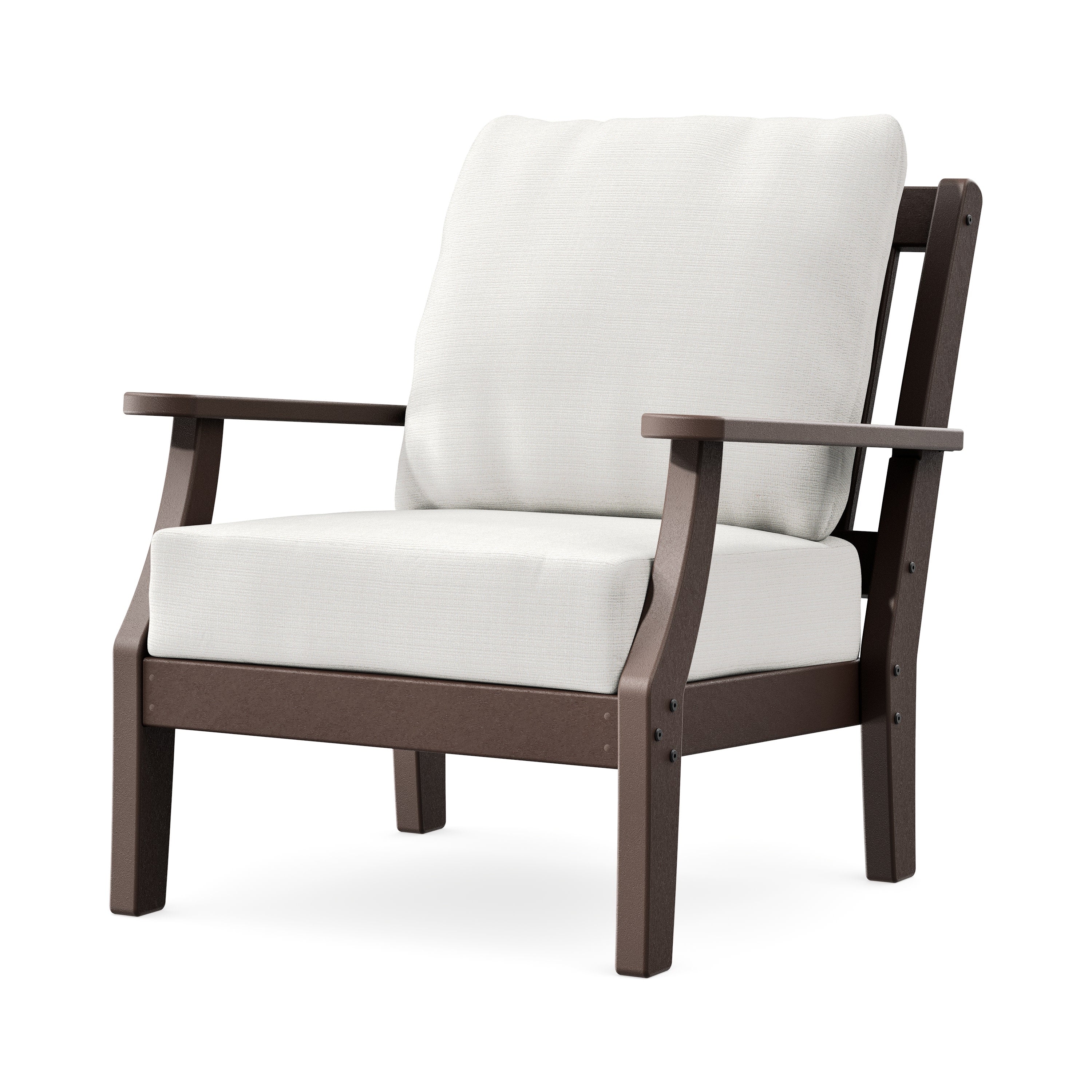 Chinoiserie Deep Seating Chair in Mahogany / Natural Linen