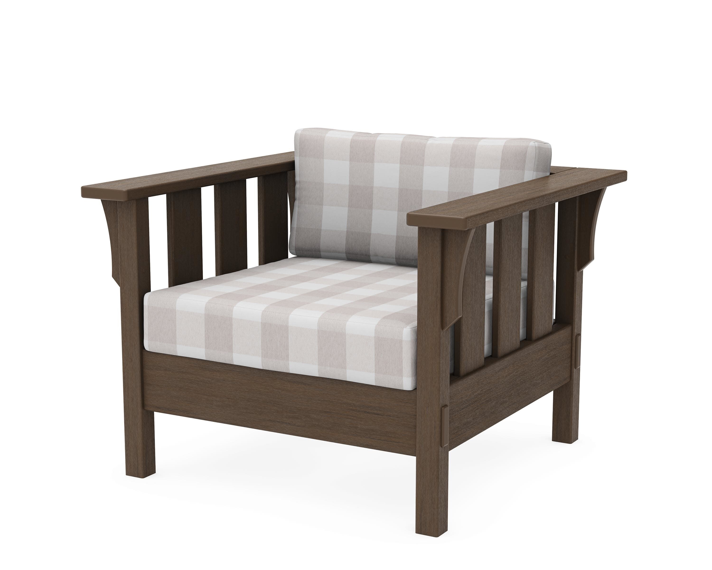 Acadia Deep Seating Chair in Kona / Buffalo Plaid Dune Burlap