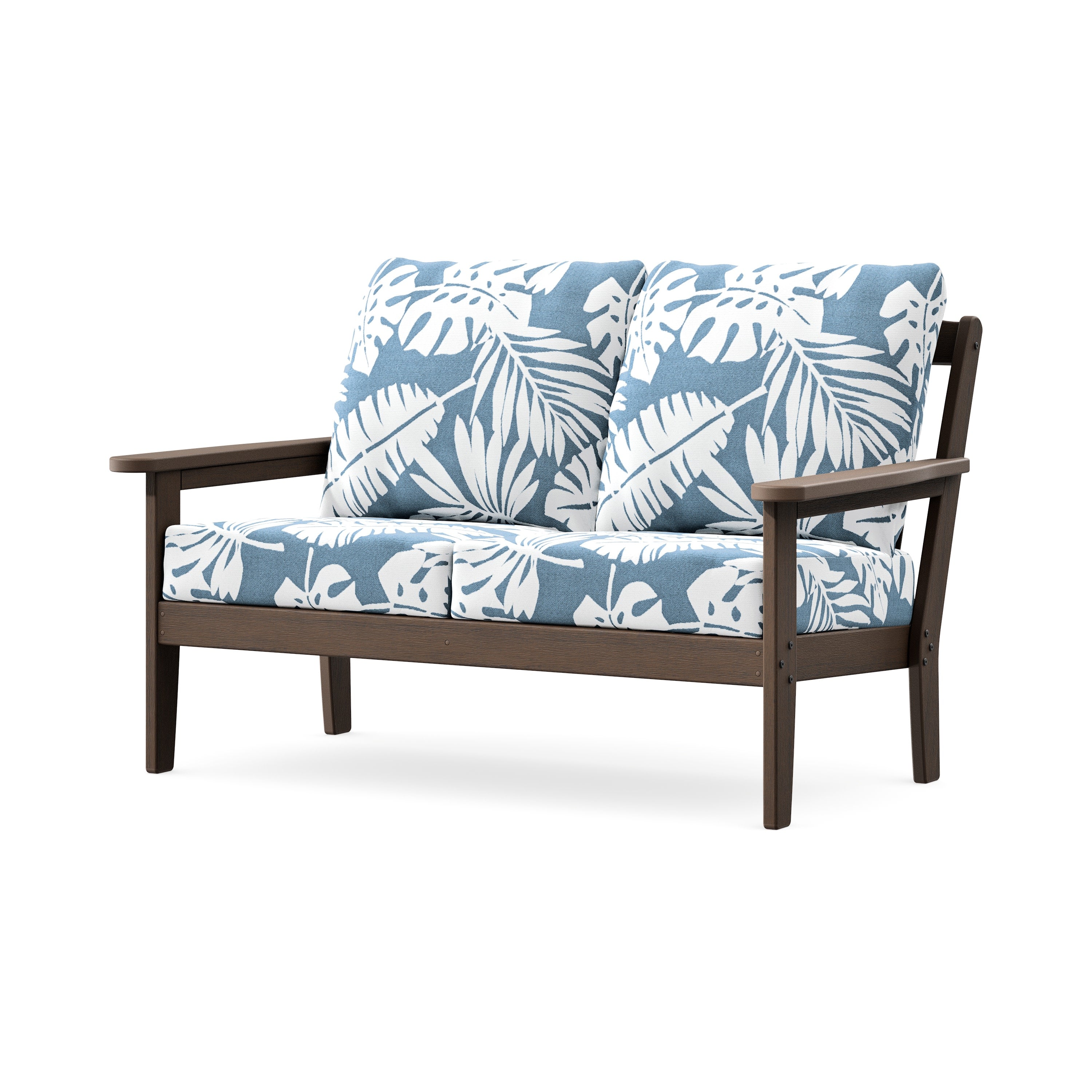 Cottage Deep Seating Loveseat in Kona / Leaf Sky Blue