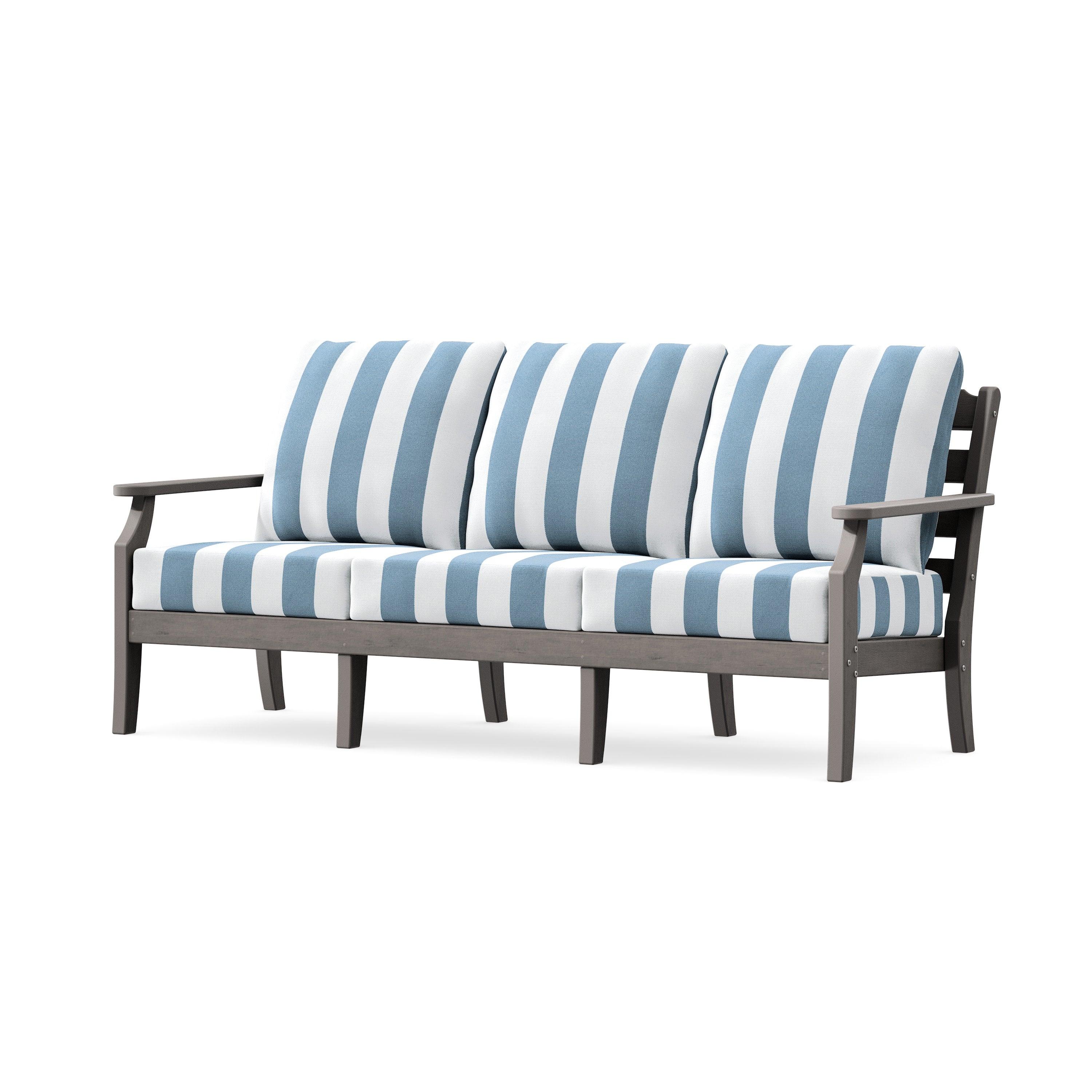 Savannah Deep Seating Sofa in Driftwood / Cabana Stripe Sky Blue