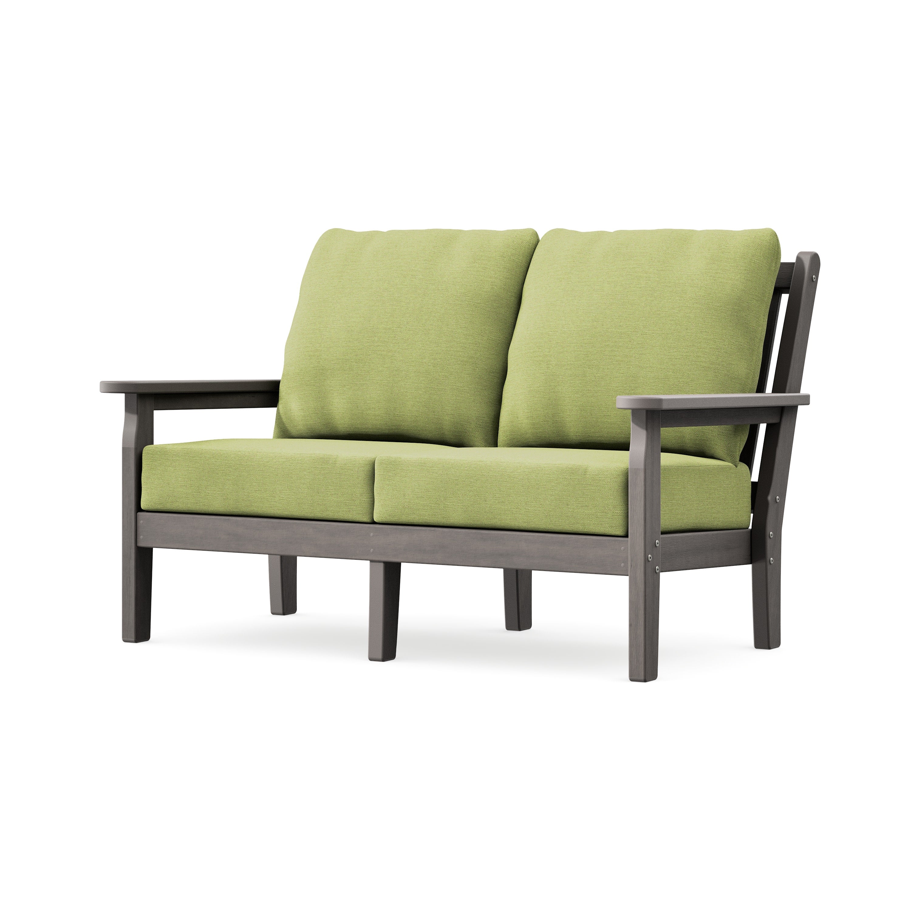 Chippendale Deep Seating Loveseat in Driftwood / Chartreuse Boucle