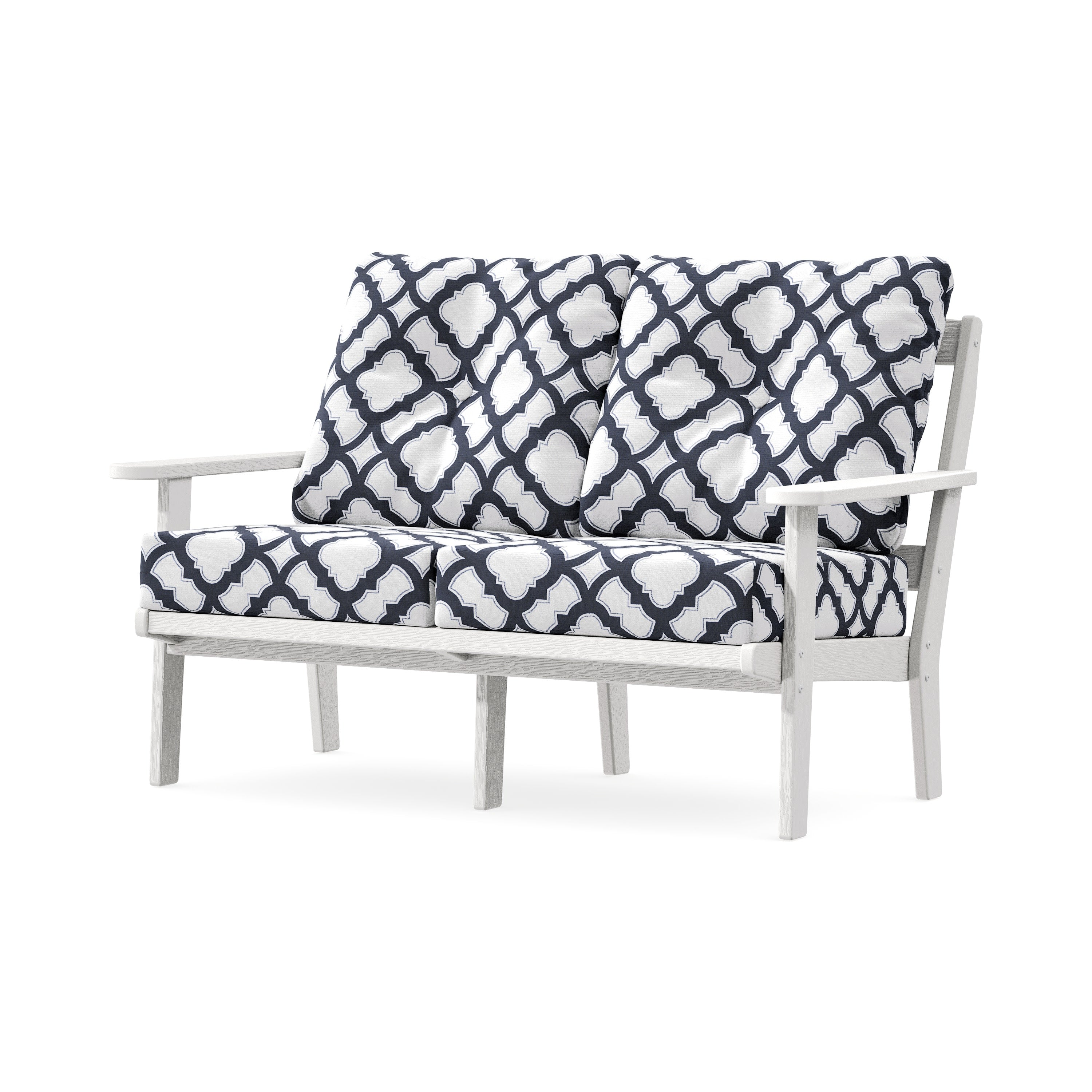 Mission Deep SeatingLoveseat in Vintage White / Trellis Navy