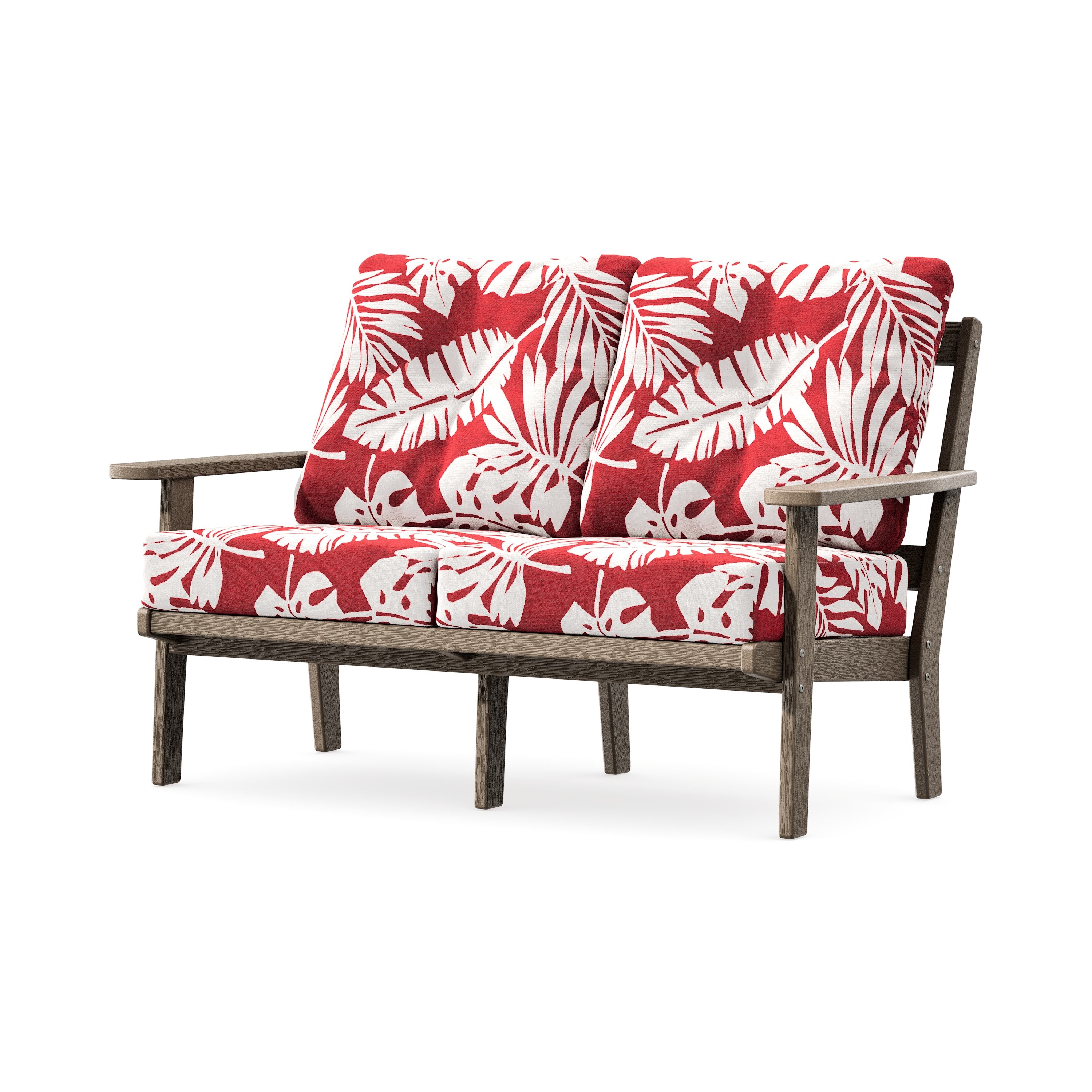 Prairie Deep SeatingLoveseat in Vintage Sahara / Leaf Crimson