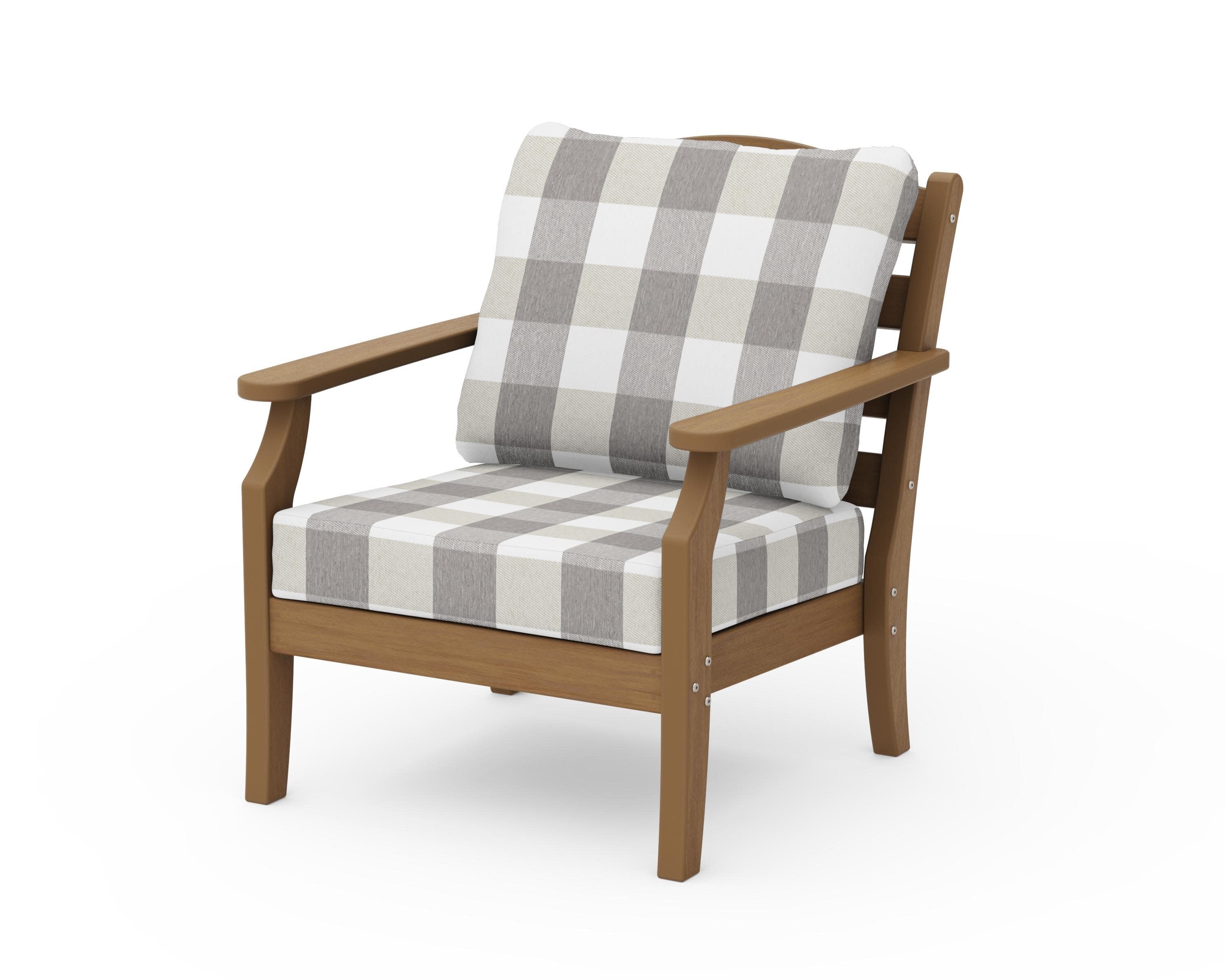 Savannah Deep Seating Chair in Natural / Buffalo Plaid Grey Mist