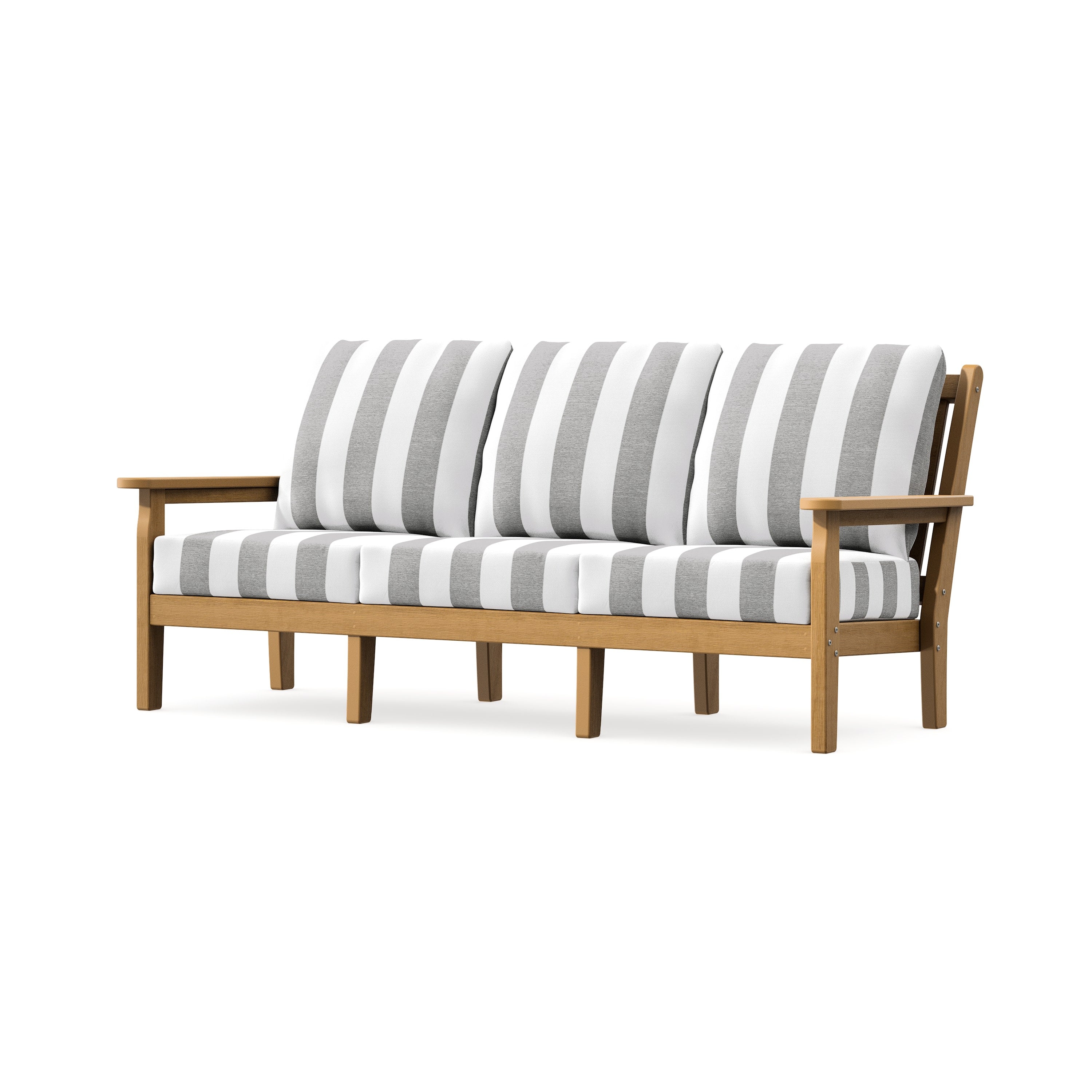 Chippendale Deep Seating Sofa in Natural / Cabana Stripe Grey Mist