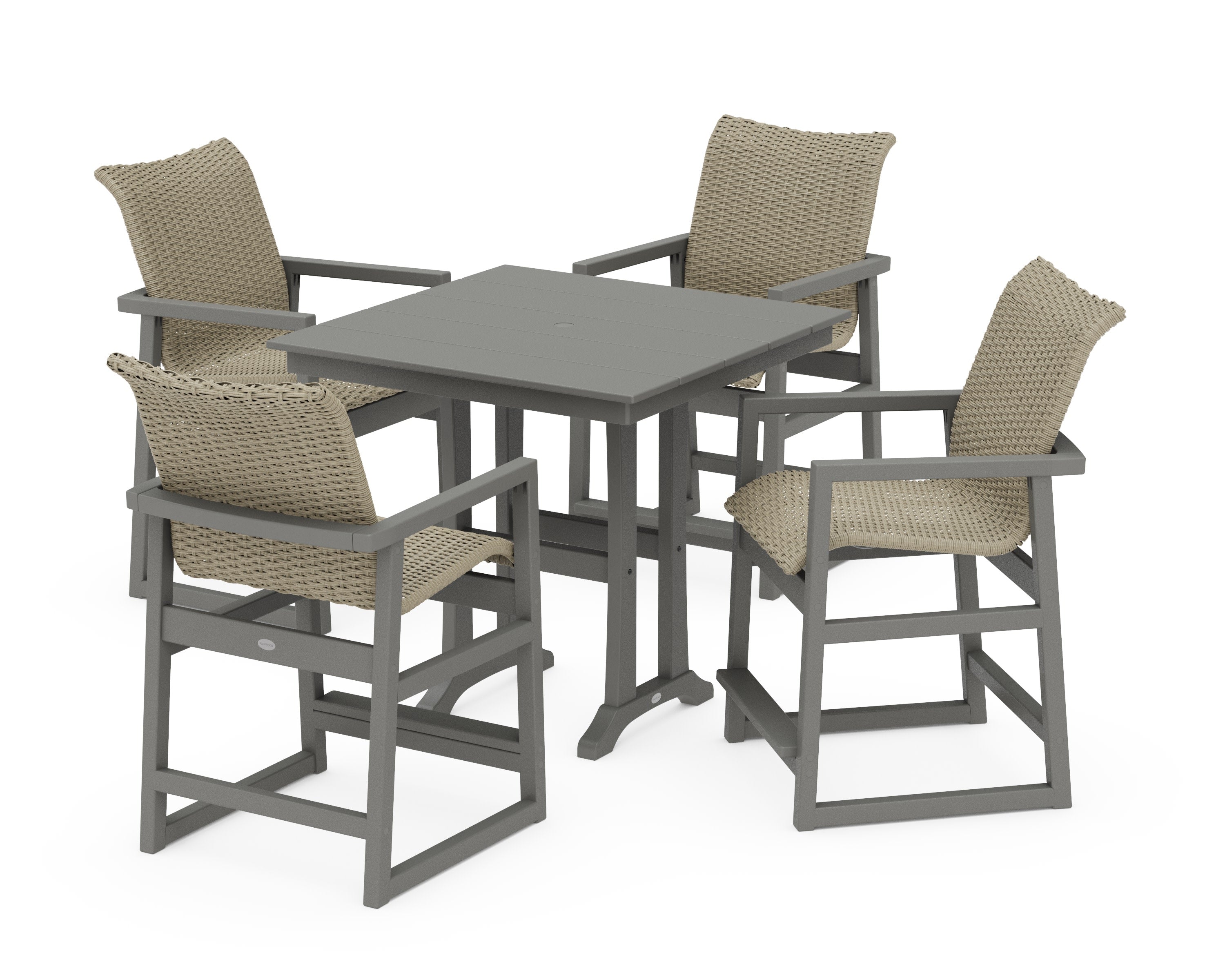 EDGE Woven 5-Piece Farmhouse Counter Set with Trestle Legs