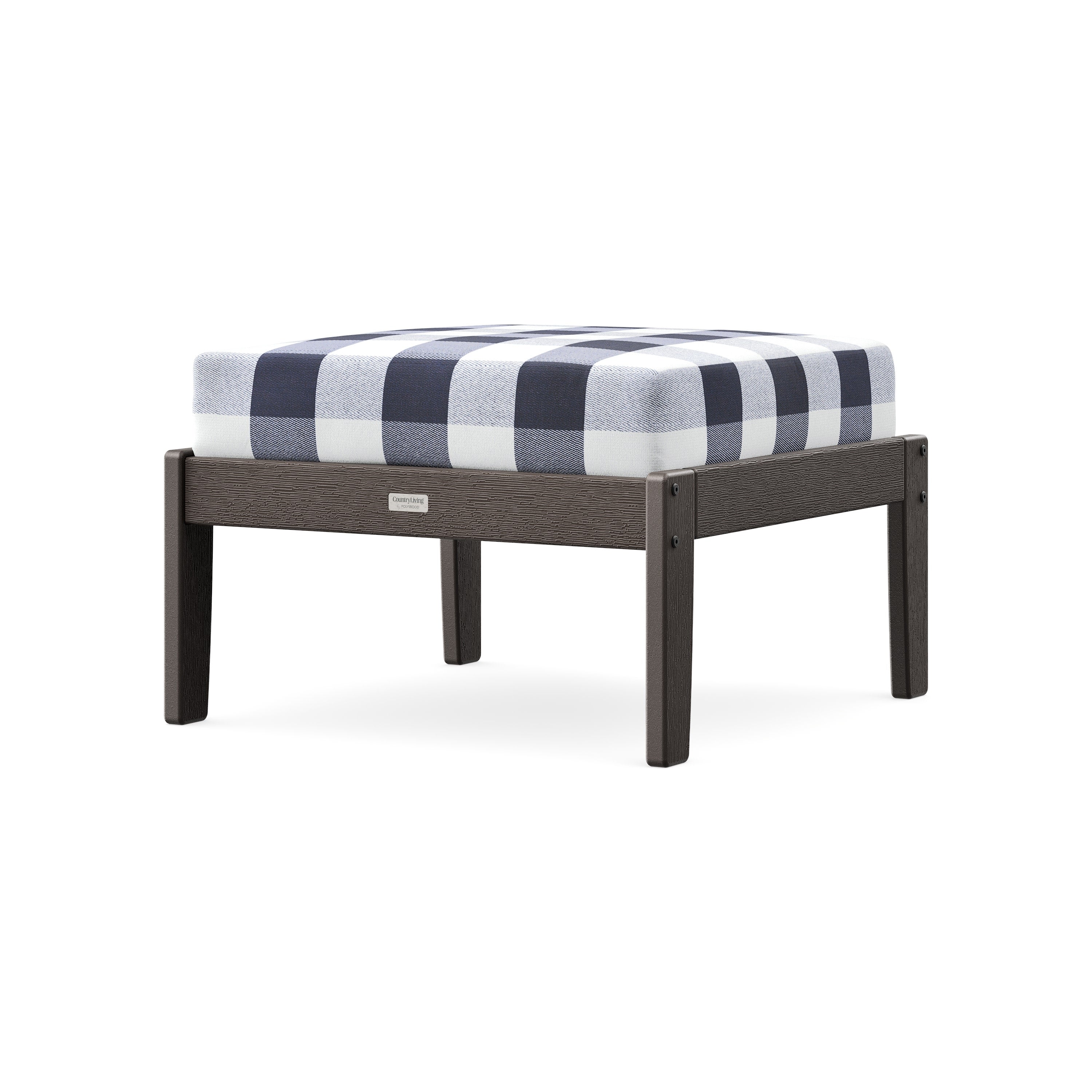 Cottage Deep Seating Ottoman in Vintage Coffee / Buffalo Plaid Navy