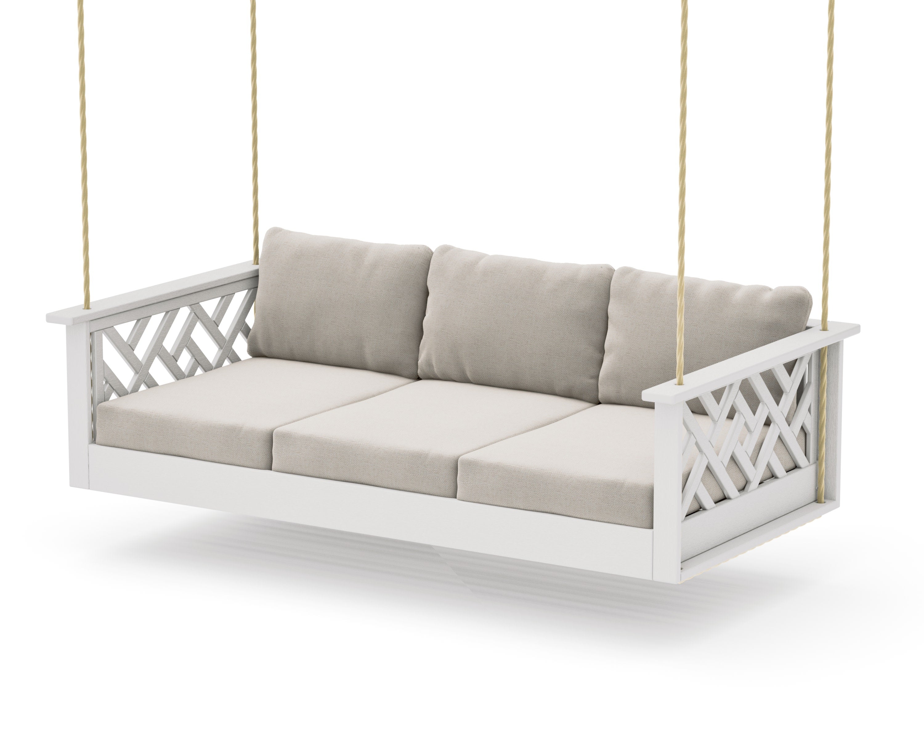 Chippendale Daybed Swing in Vintage White / Dune Burlap