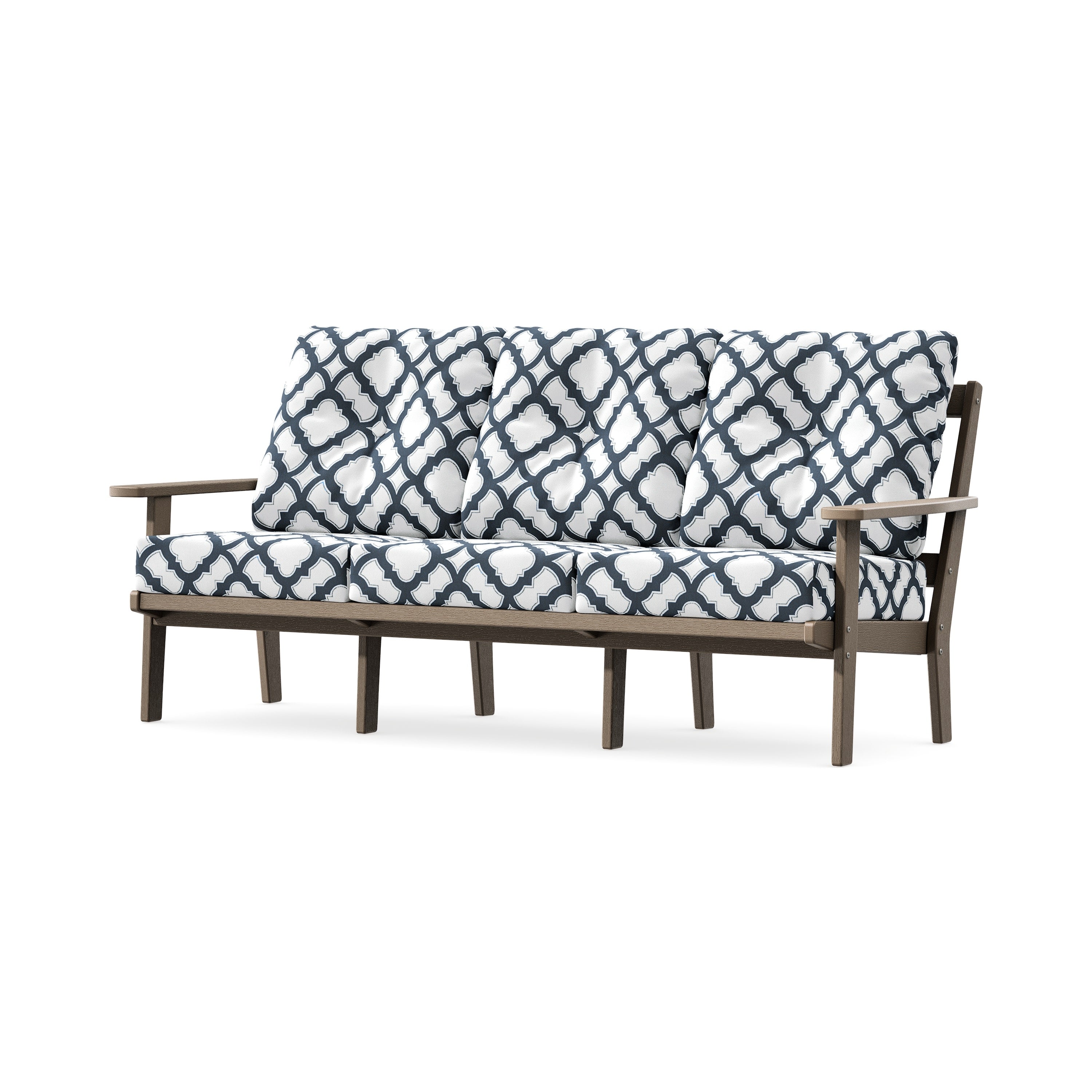 PrairieDeep Seating Sofa in Vintage Sahara / Trellis Marine Indigo