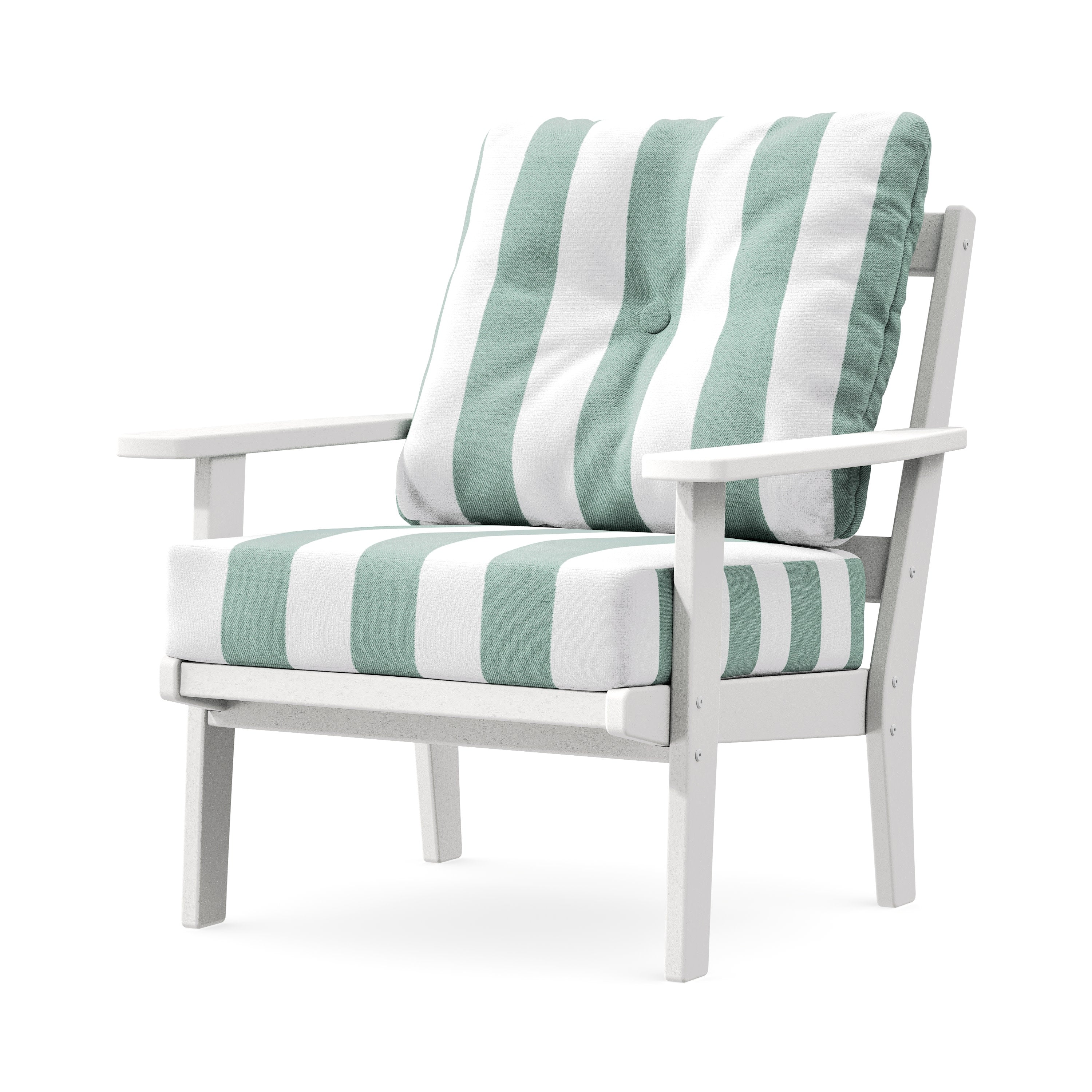 Prairie Deep Seating Chair in White / Cabana Stripe Glacier Spa