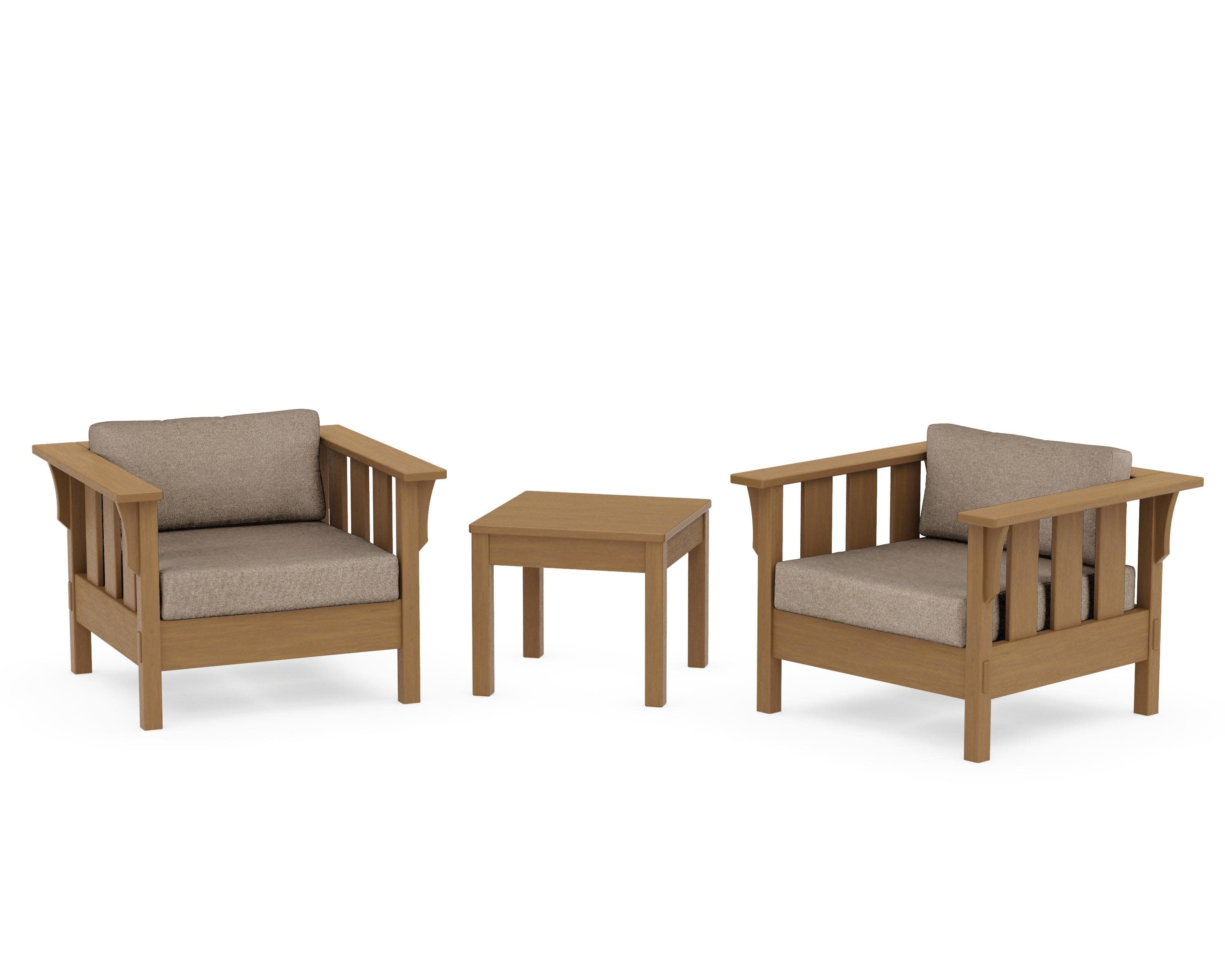 Acadia 3-Piece Deep Seating Set in Natural / Spiced Burlap