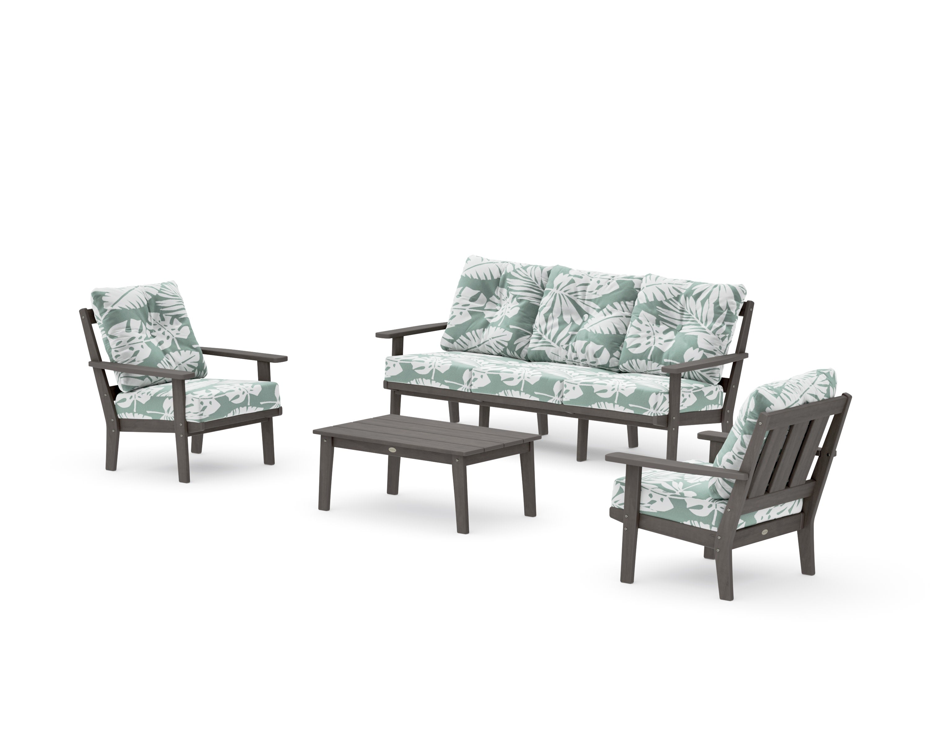 Oxford 4-Piece Deep Seating Set with Sofa in Driftwood / Leaf Glacier Spa