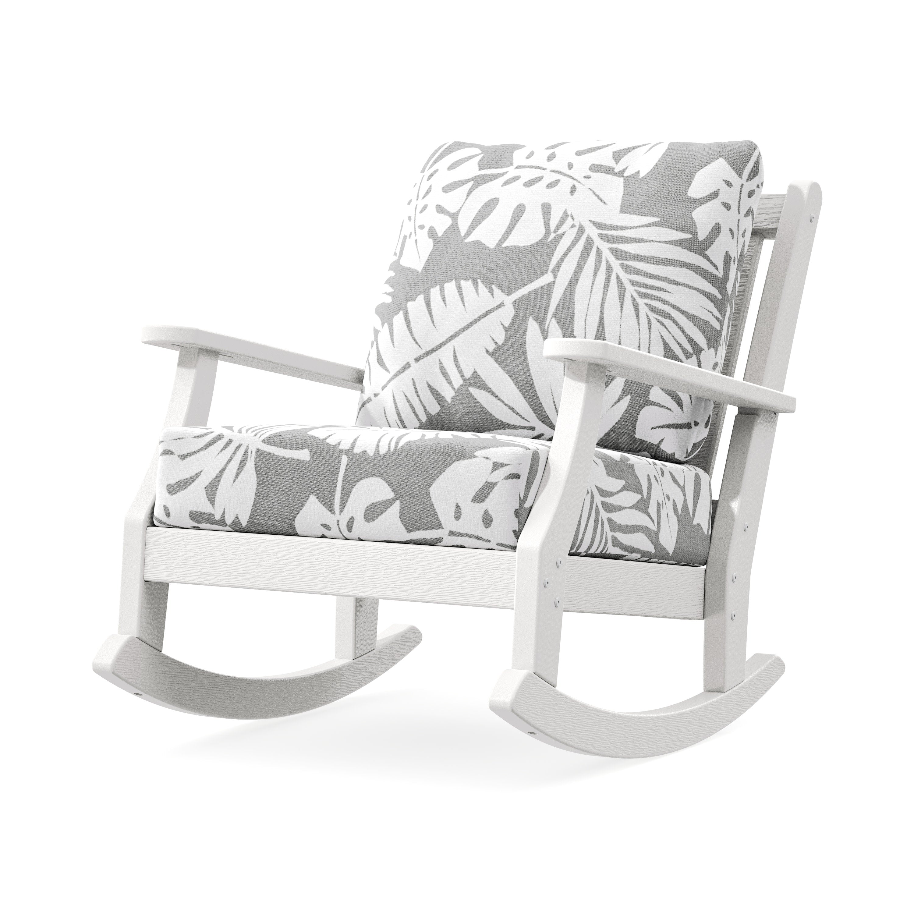 Wovendale Deep Seating Rocking Chair in Vintage White / Leaf Grey Mist