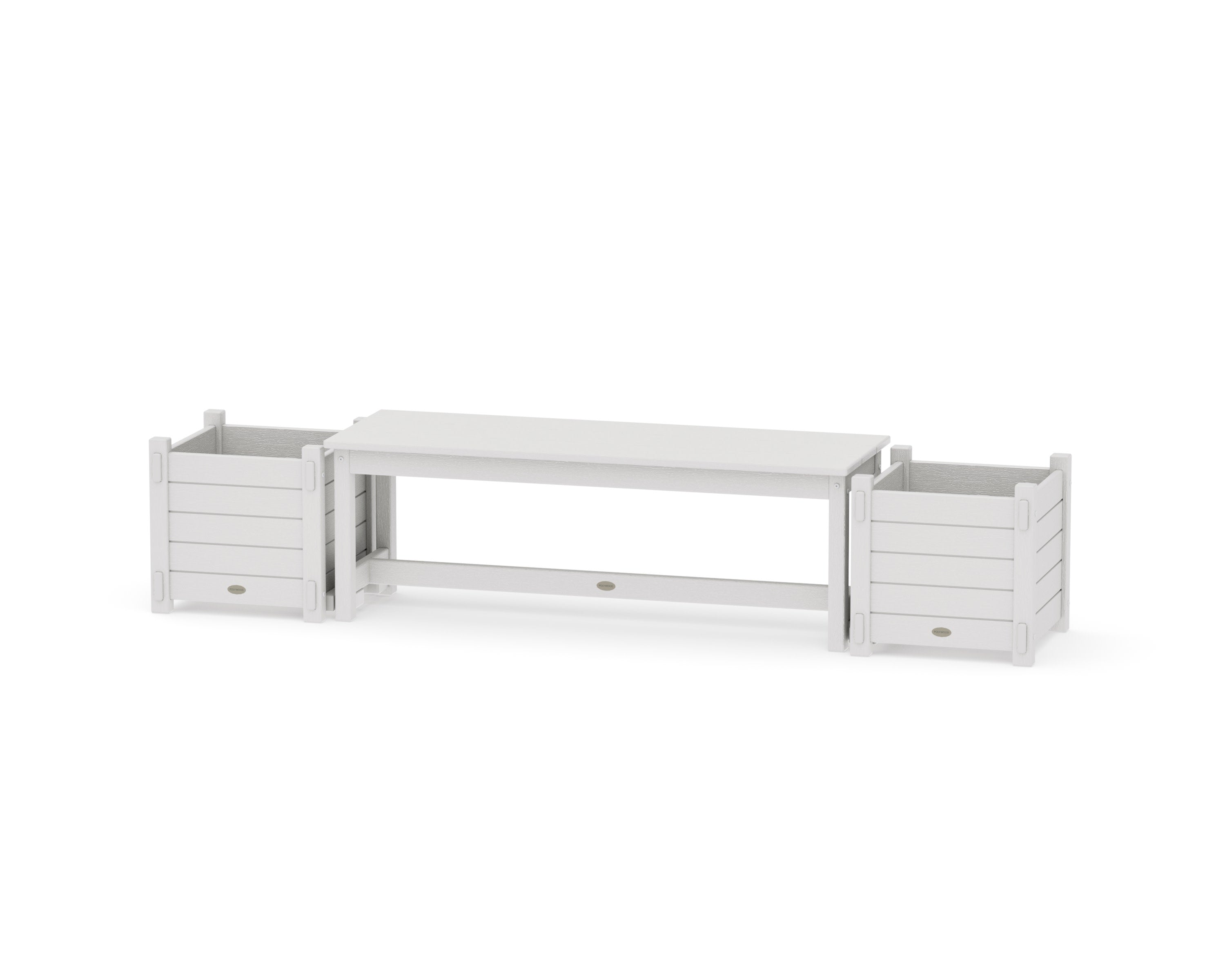 48" Nautical Straight Planter Bench Set in Vintage White