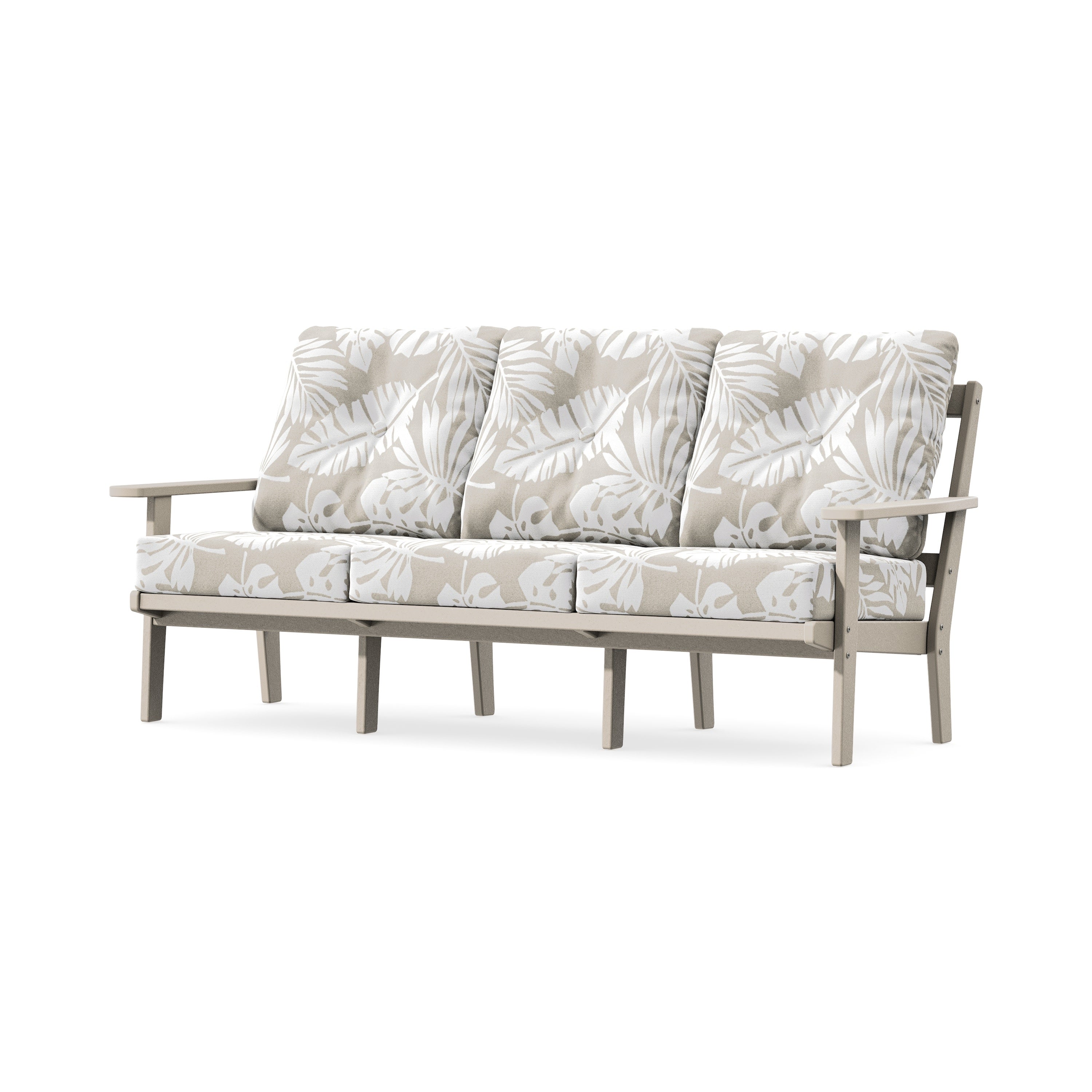 Oxford Deep Seating Sofa in Sand / Leaf Dune Burlap