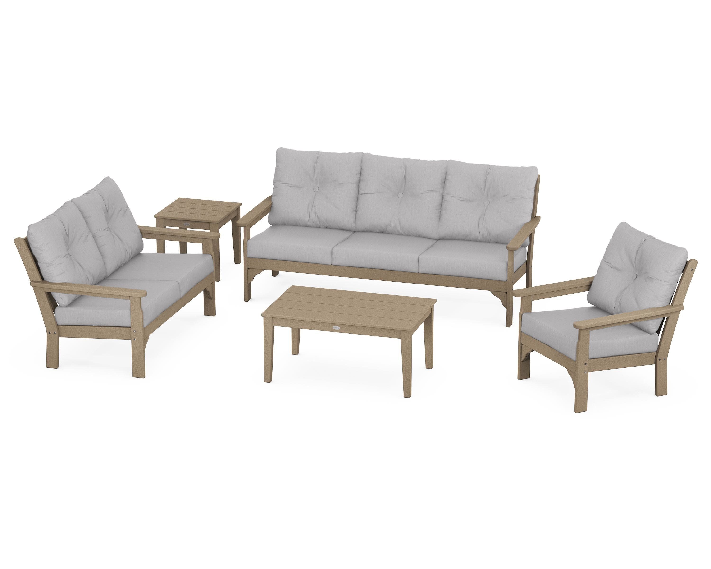 Vineyard 5 Piece Deep Seating Set in Vintage Sahara / Granite