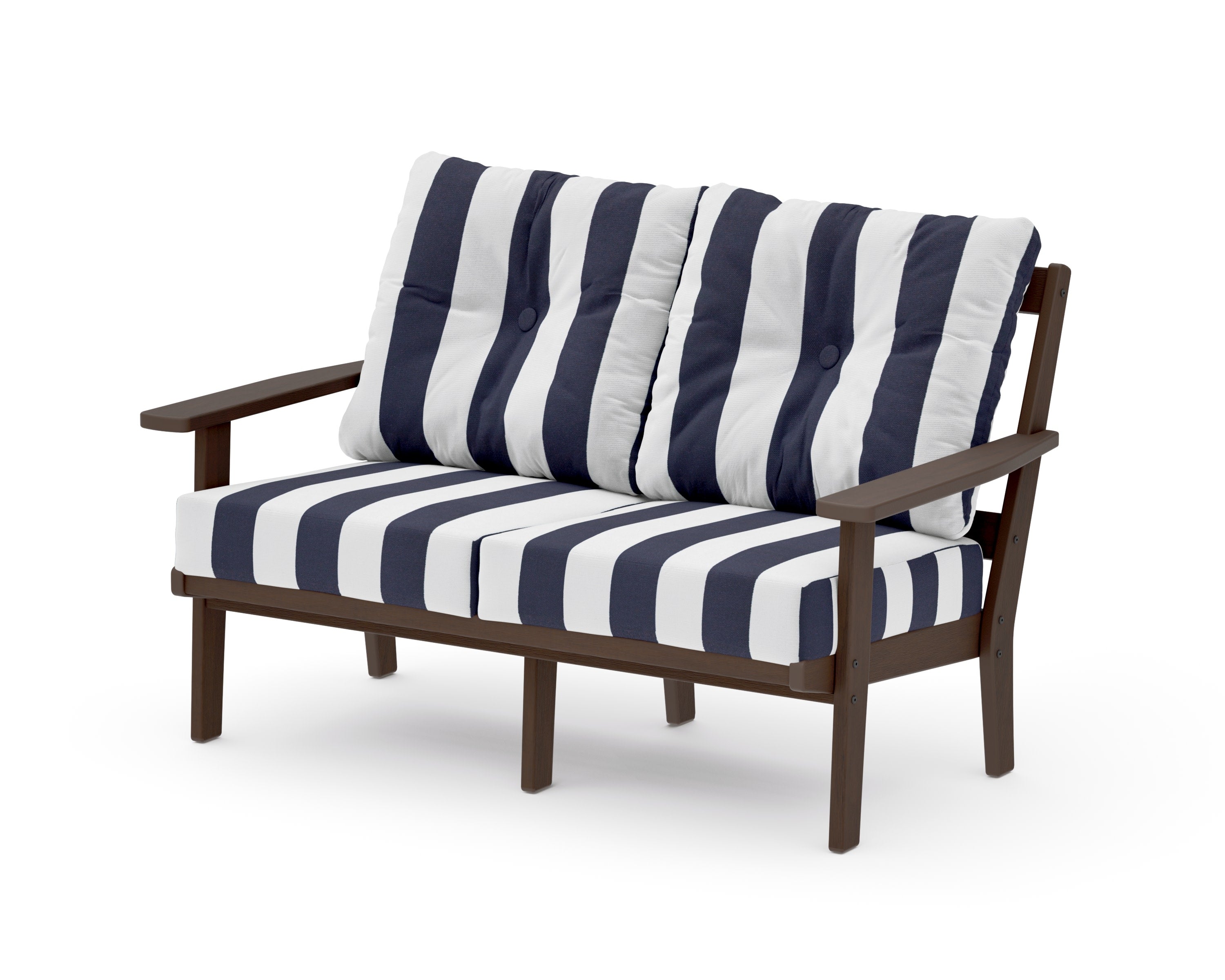 Oxford Deep SeatingLoveseat in Kona / Cabana Stripe Navy