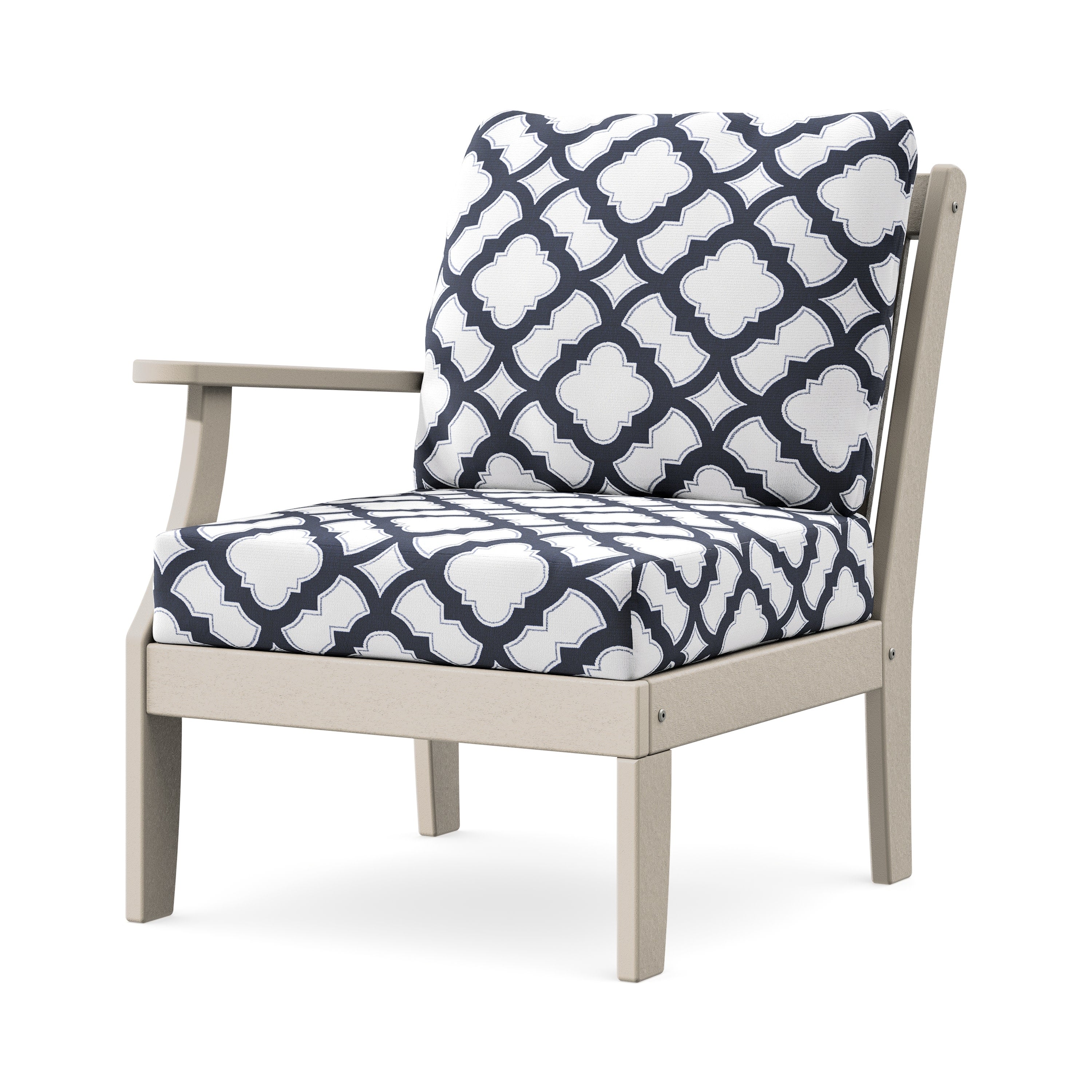 Braxton Modular Left Arm Chair in Sand / Trellis Navy