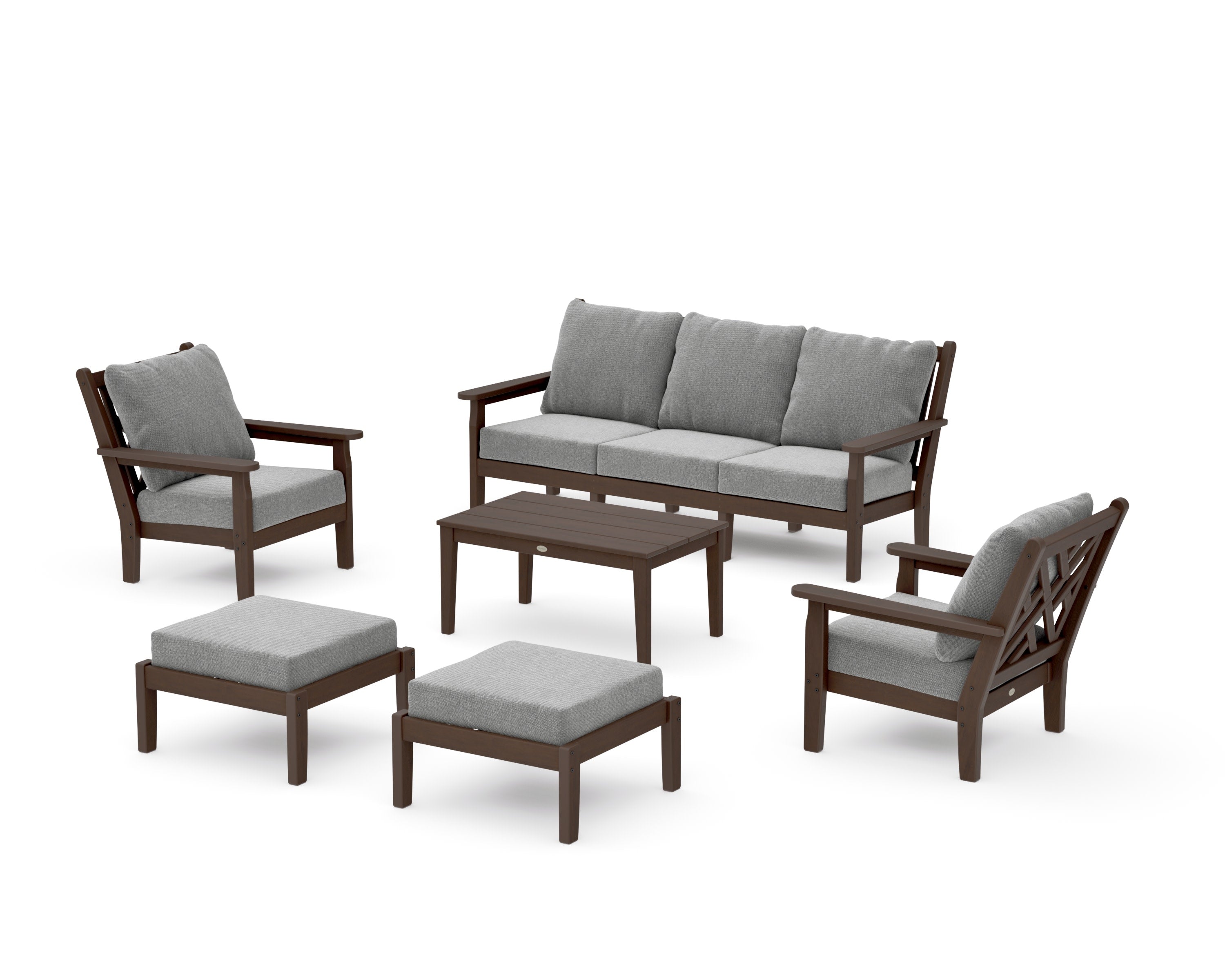 Chippendale 6-Piece Lounge Sofa Set in Kona / Grey Mist