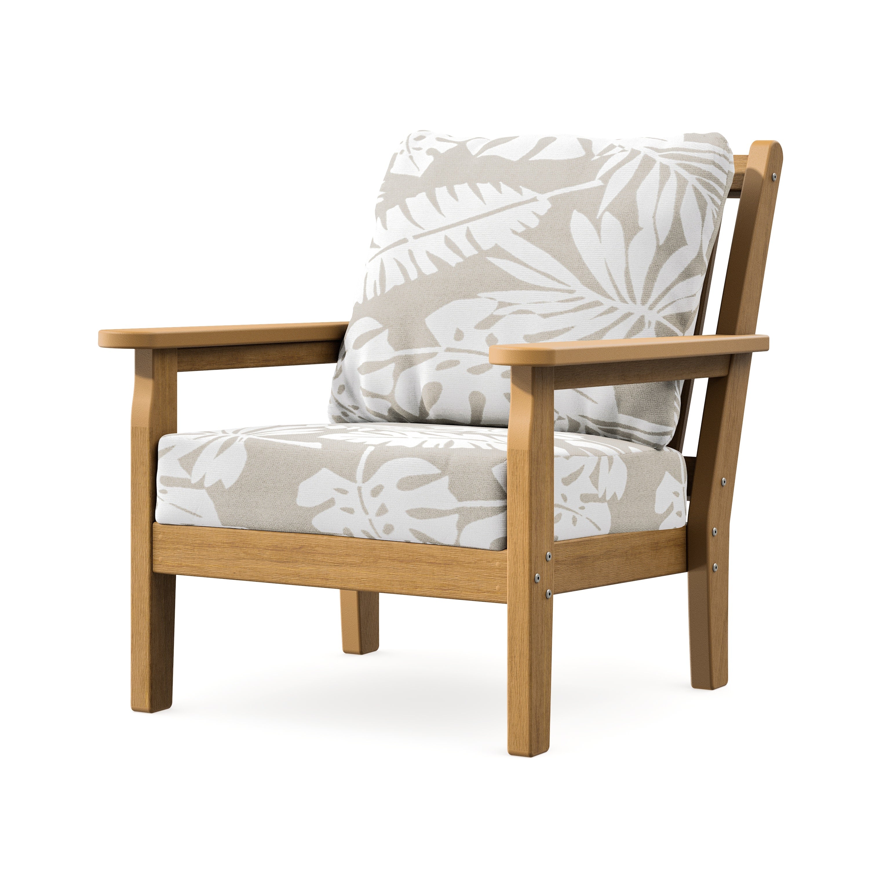Chippendale Deep Seating Chair in Natural / Leaf Dune Burlap