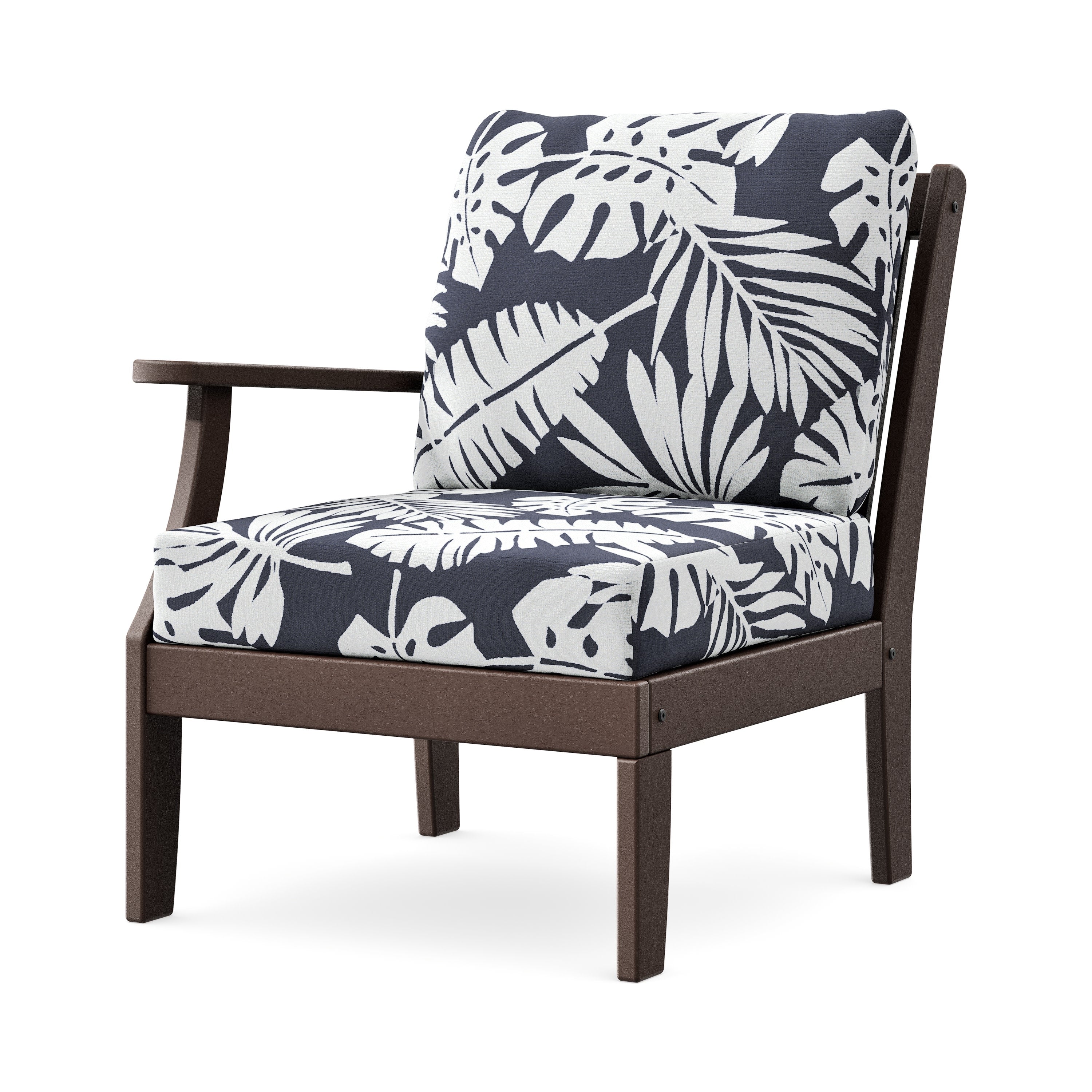 Braxton Modular Left Arm Chair in Mahogany / Leaf Navy