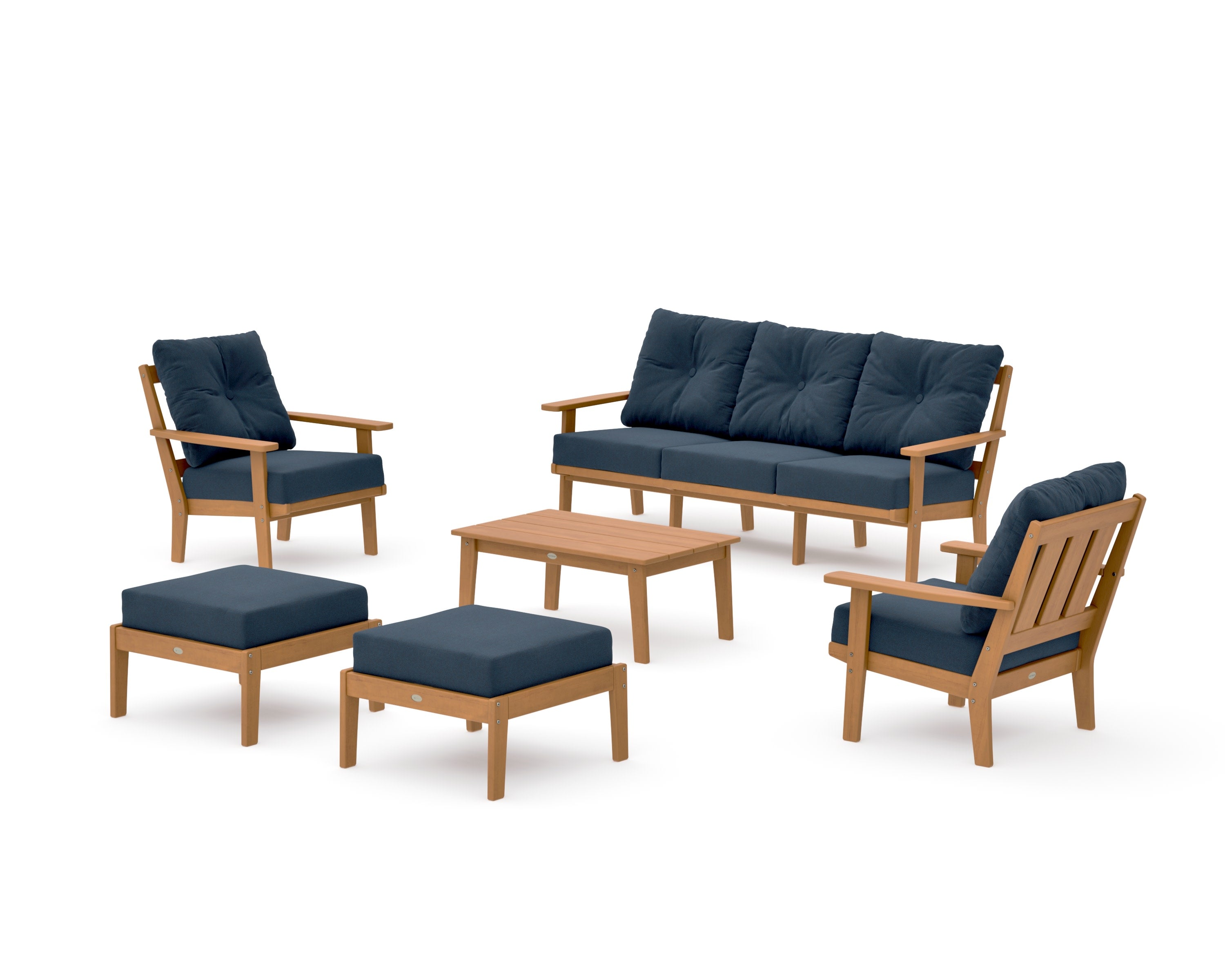 Oxford 6-Piece Lounge Sofa Set in Natural / Marine Indigo