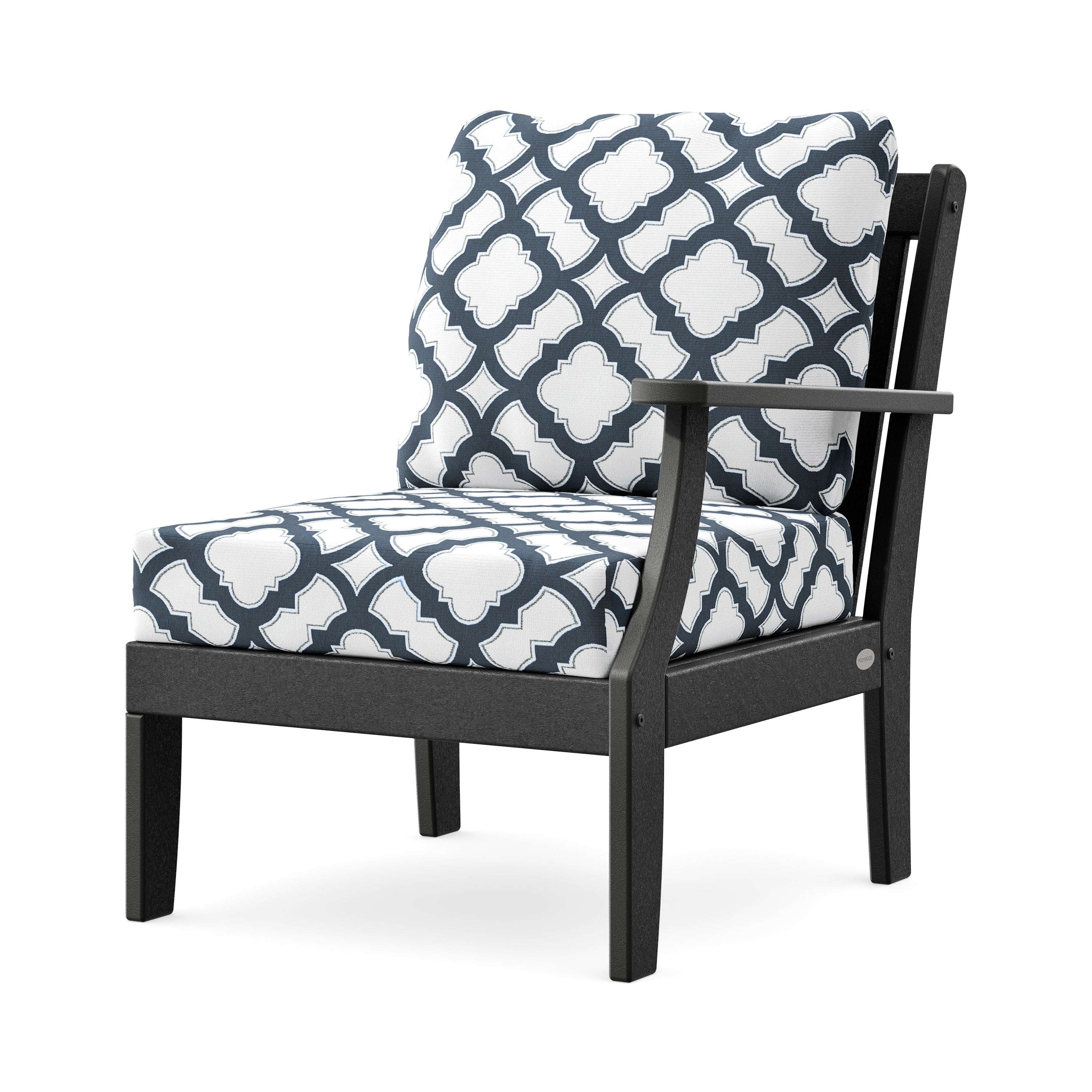 Braxton Modular Right Arm Chair in Black / Trellis Marine Indigo