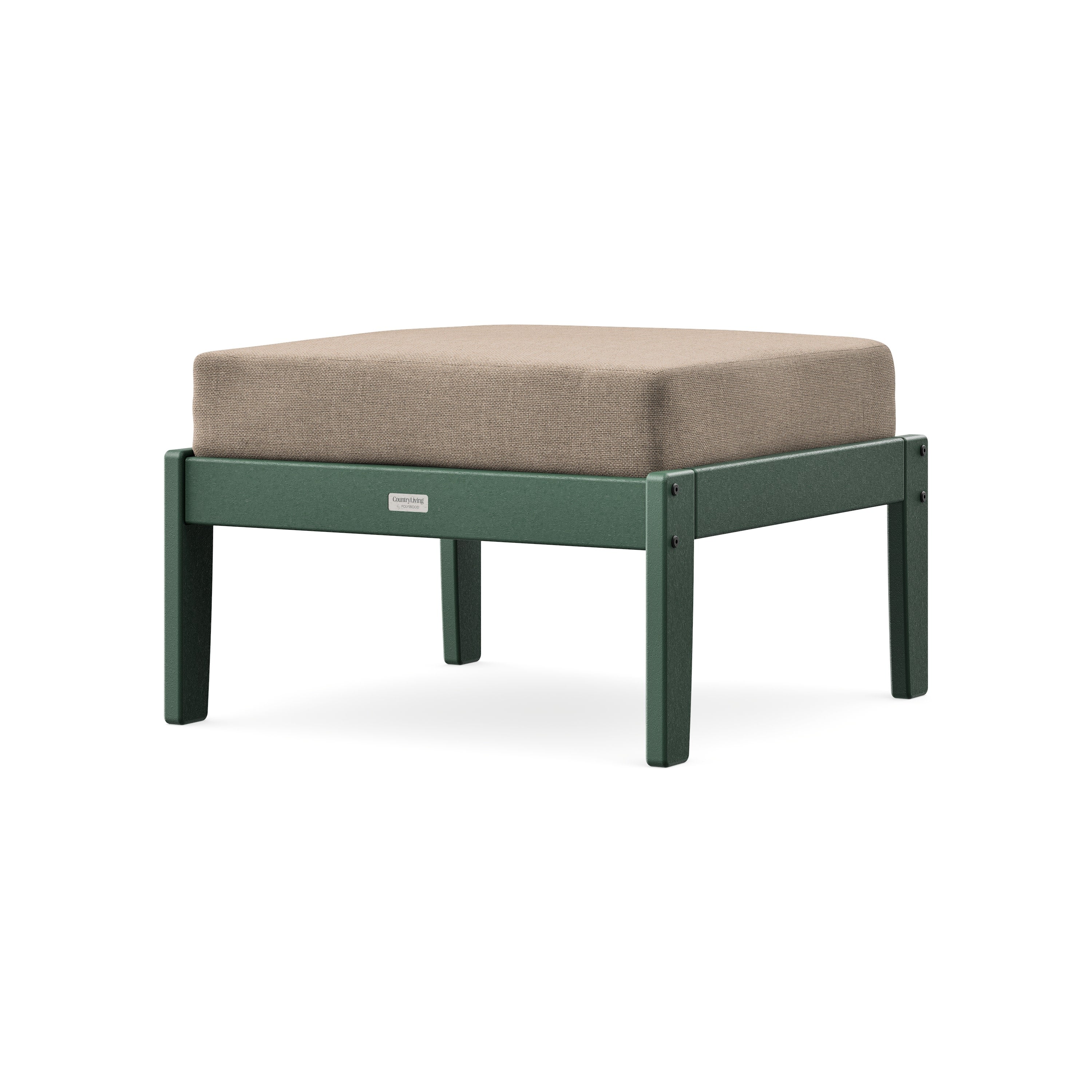 Cottage Deep Seating Ottoman in Green / Spiced Burlap