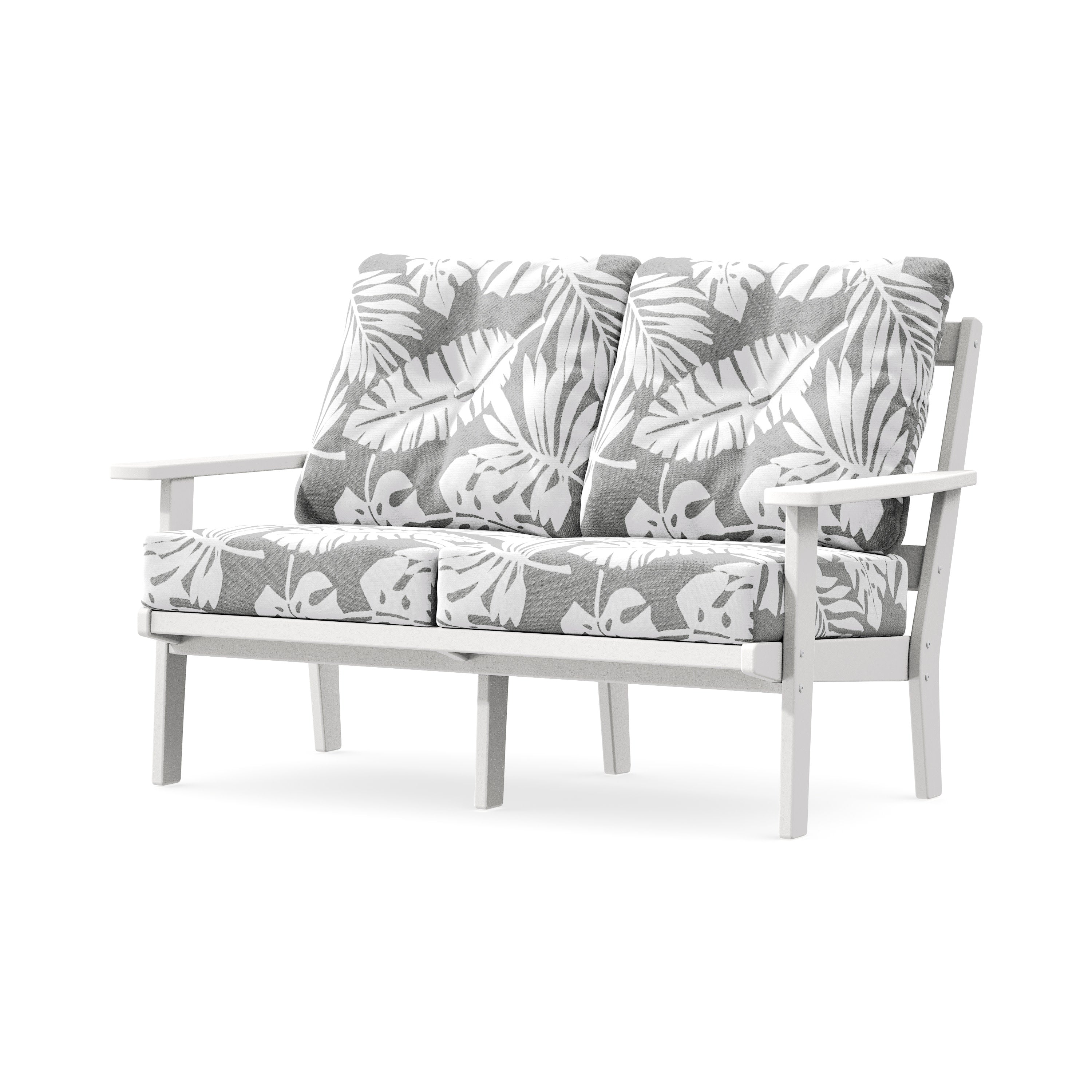Oxford Deep SeatingLoveseat in White / Leaf Grey Mist