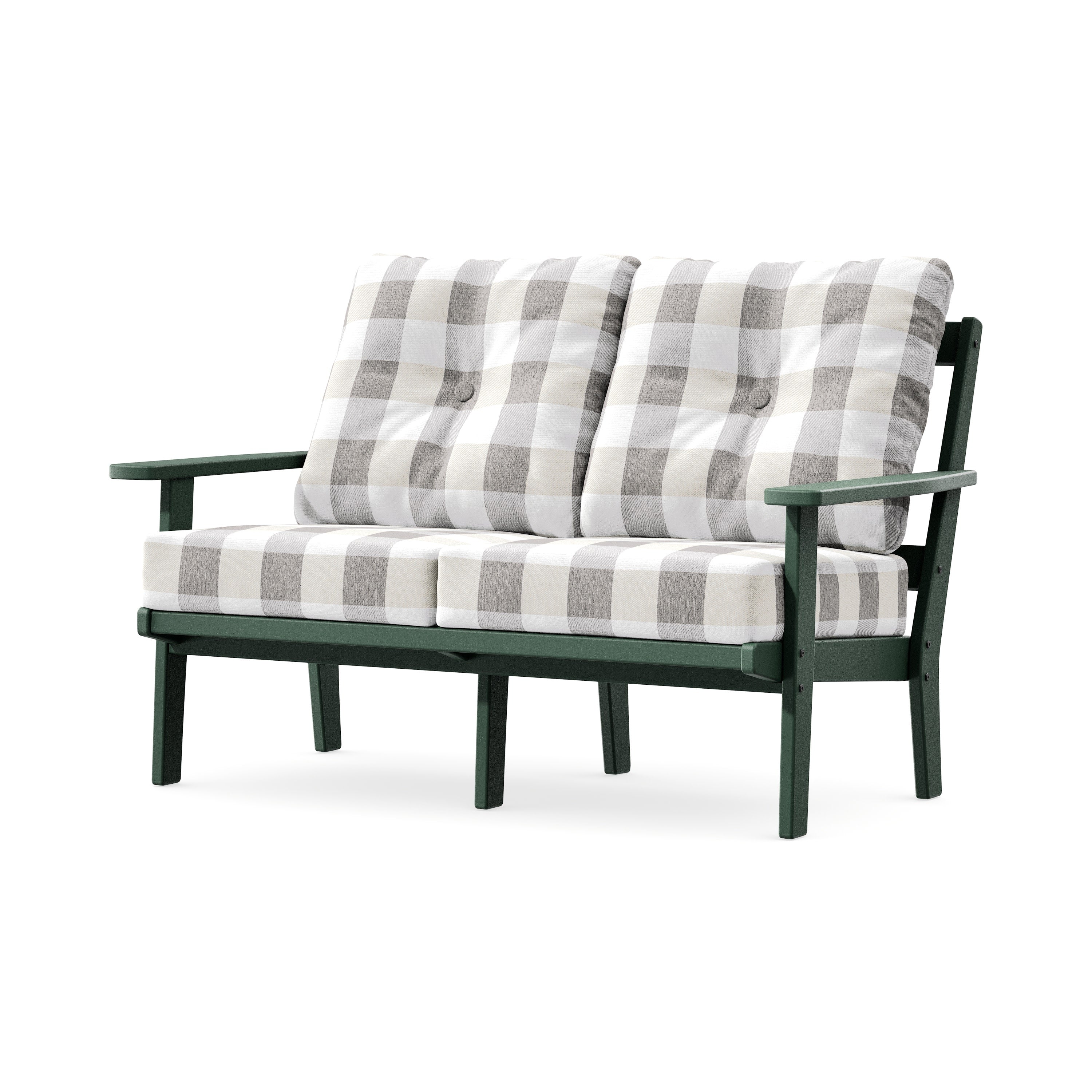 Prairie Deep SeatingLoveseat in Green / Buffalo Plaid Grey Mist
