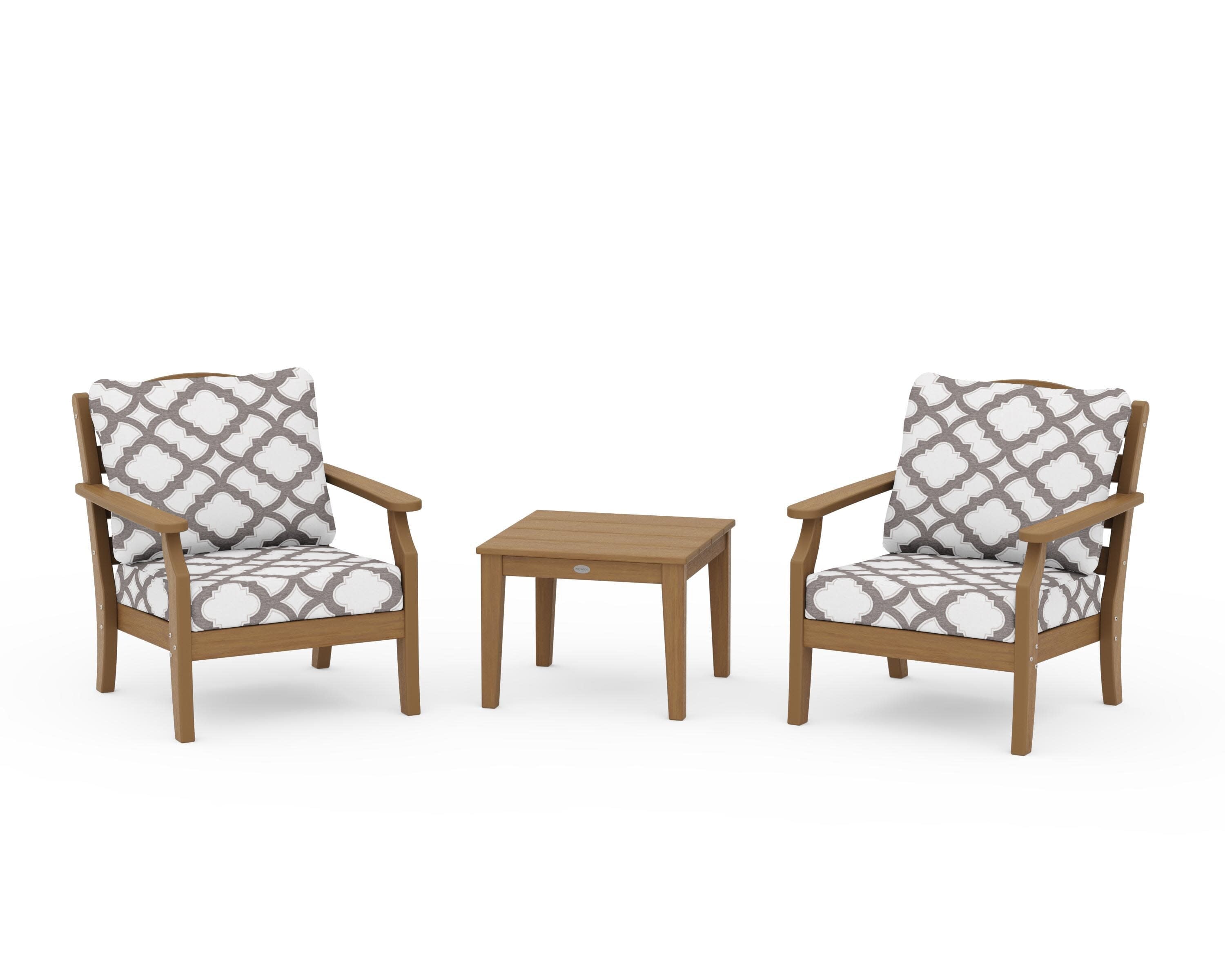 Savannah 3-Piece Deep Seating Set in Natural / Trellis Grey Mist