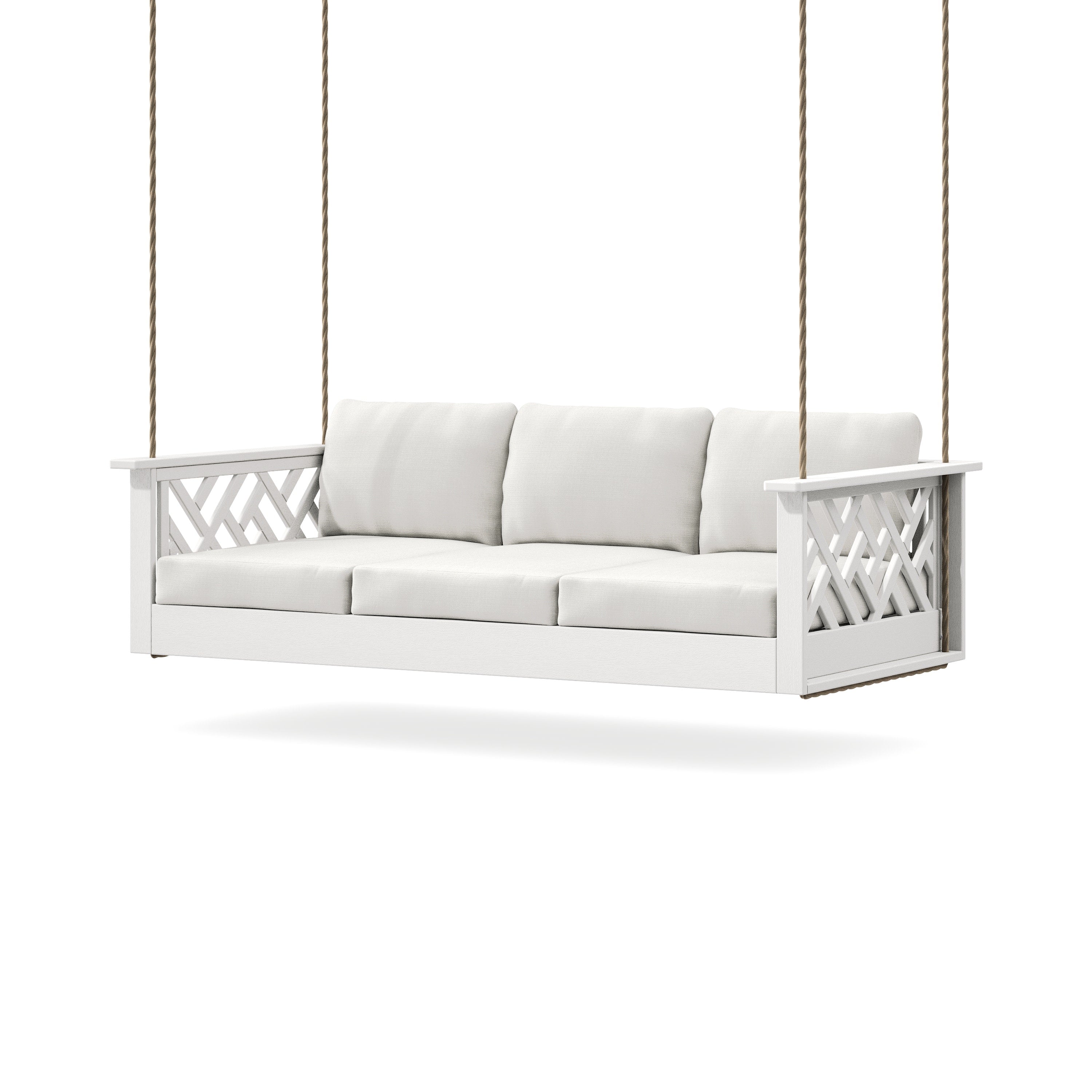 Chippendale Daybed Swing in Vintage White / Natural Linen