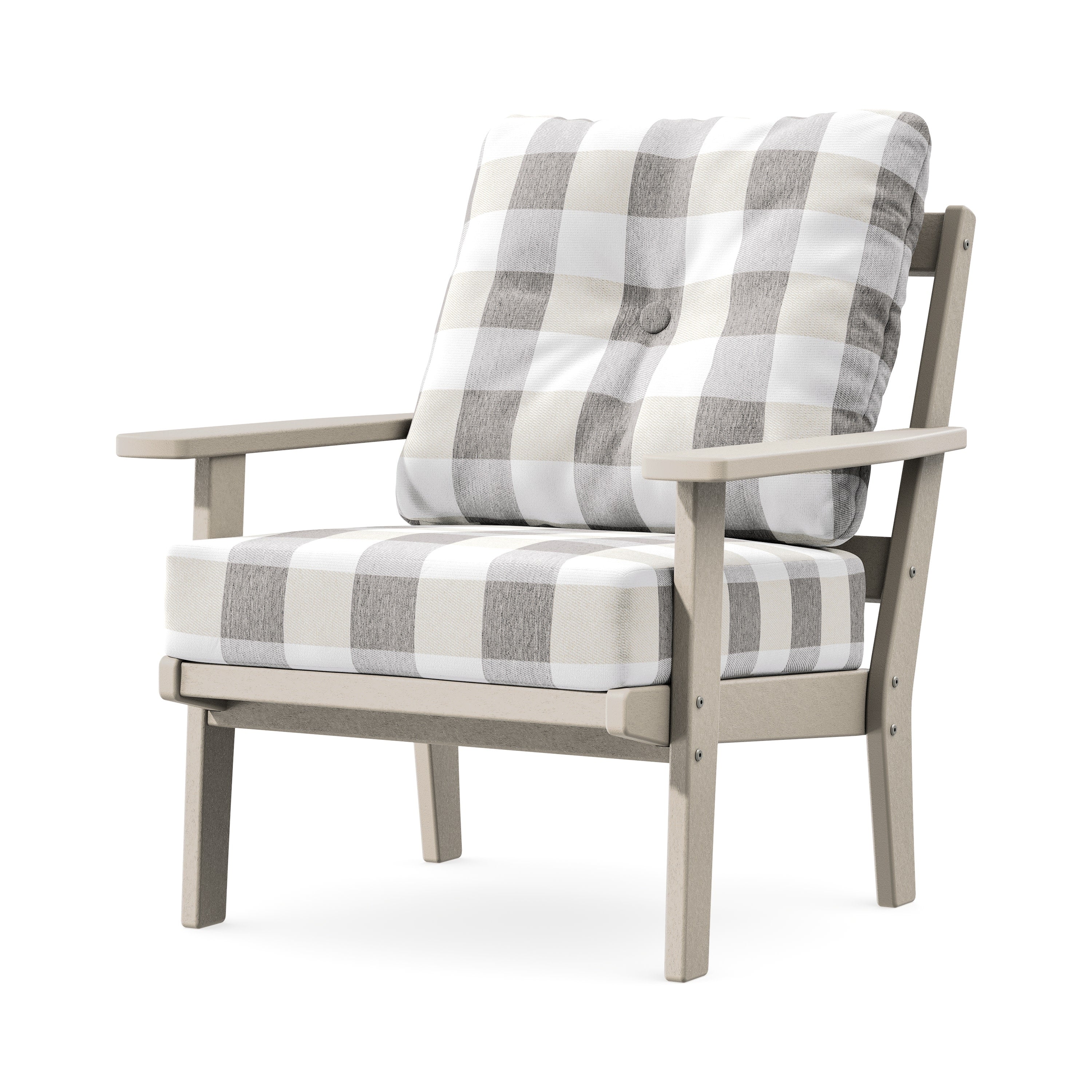 Prairie Deep Seating Chair in Sand / Buffalo Plaid Grey Mist