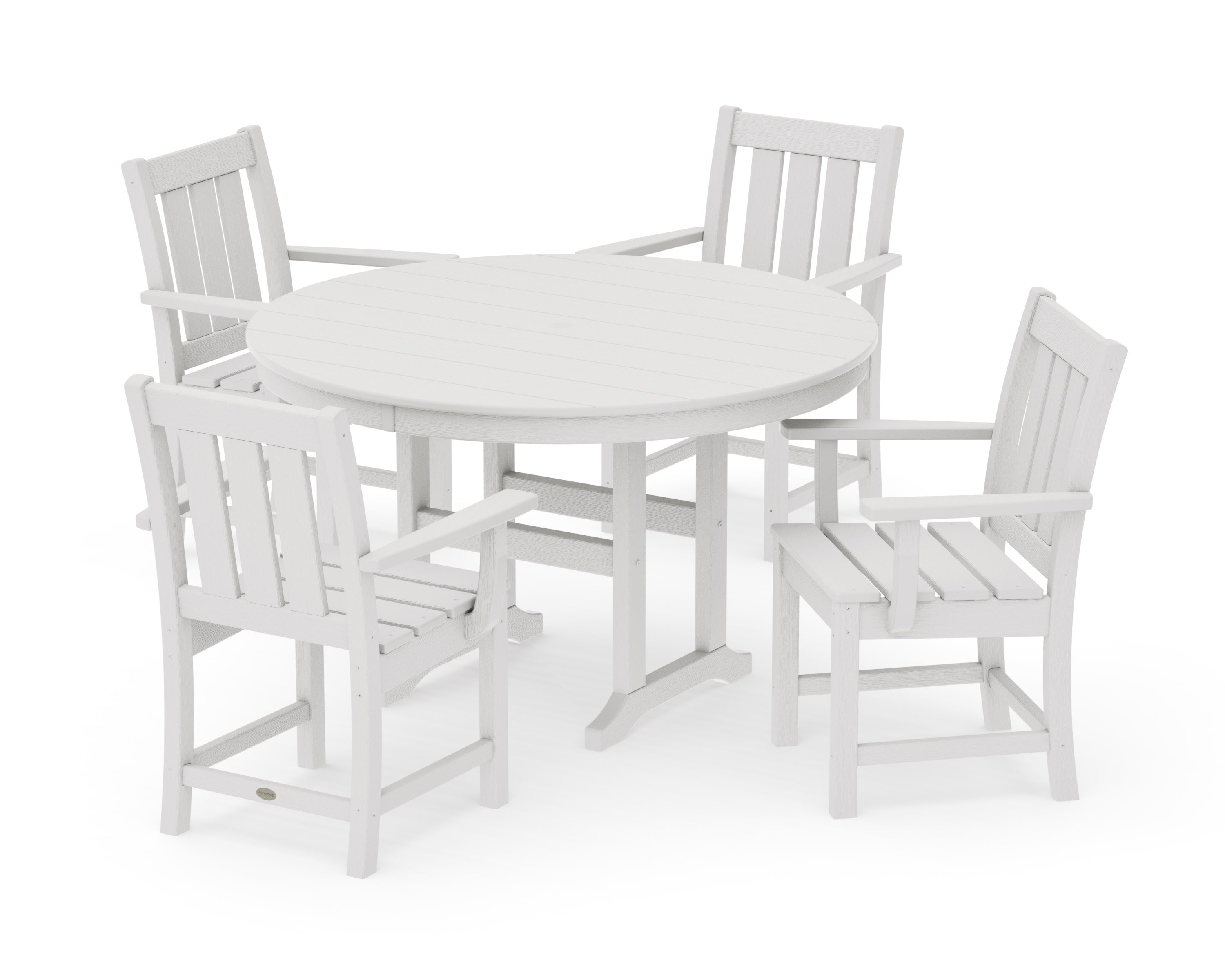 Oxford 5-Piece Round Farmhouse Dining Set in Vintage White