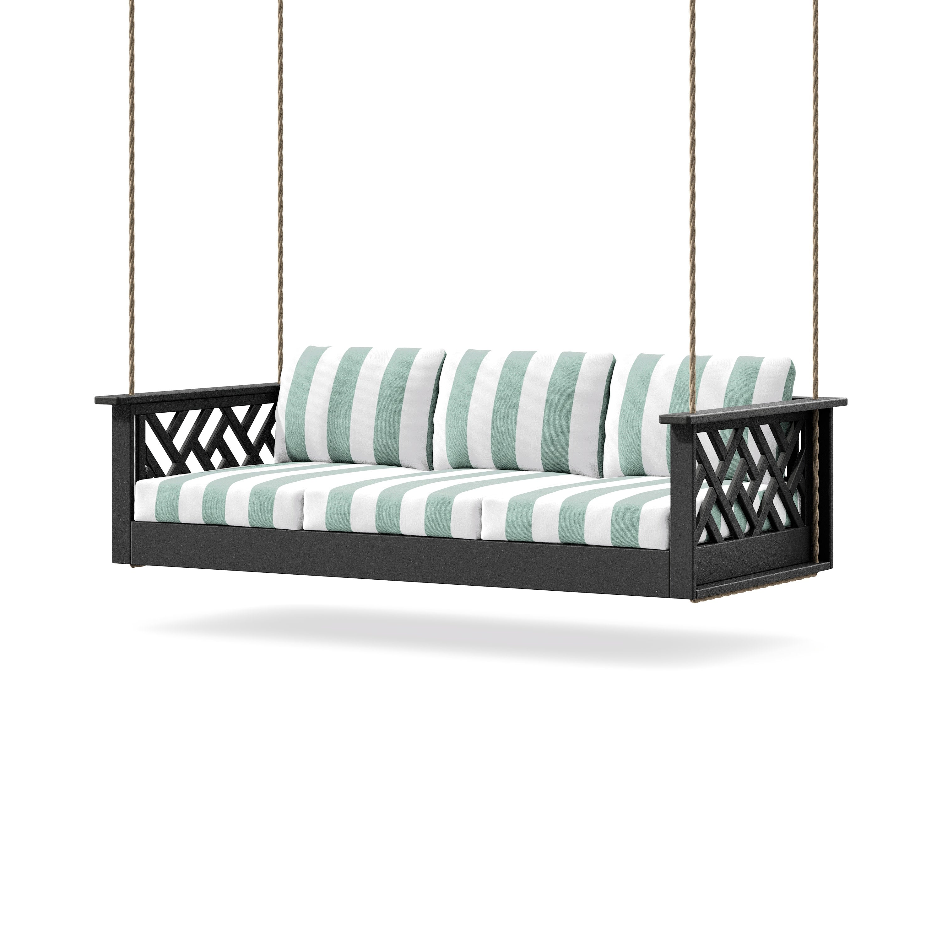 Chippendale Daybed Swing in Black / Cabana Stripe Glacier Spa