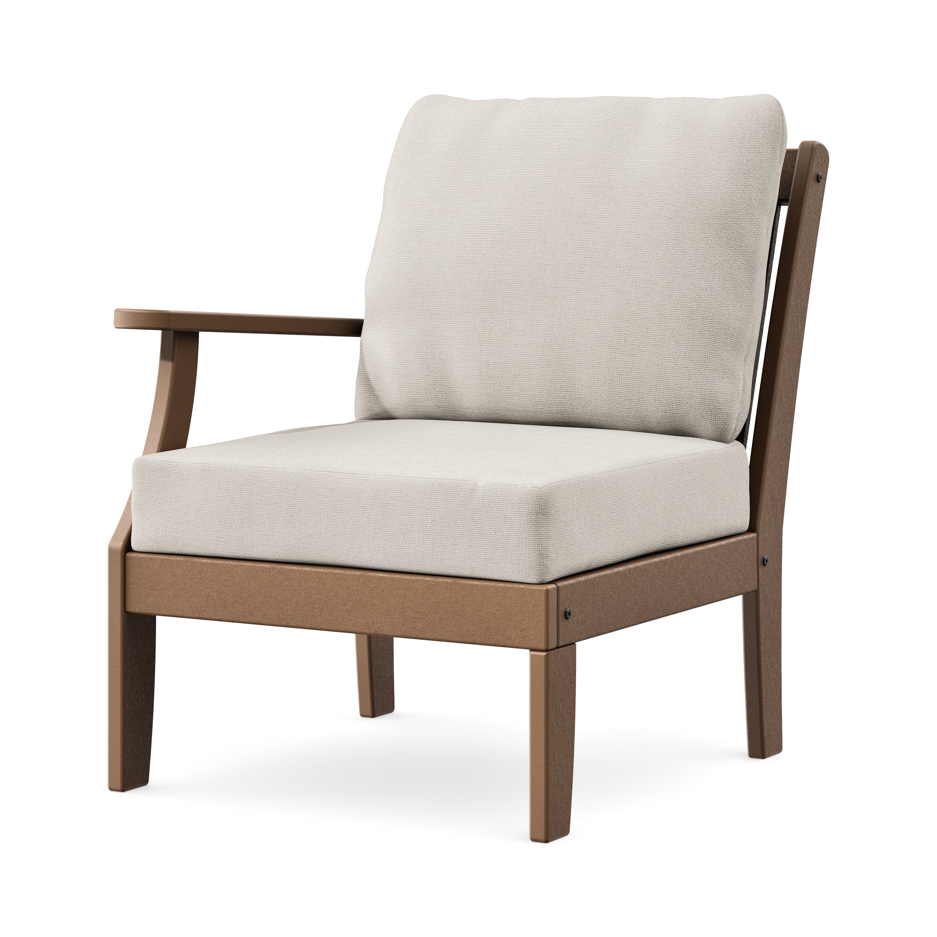 Braxton Modular Left Arm Chair in Teak / Dune Burlap