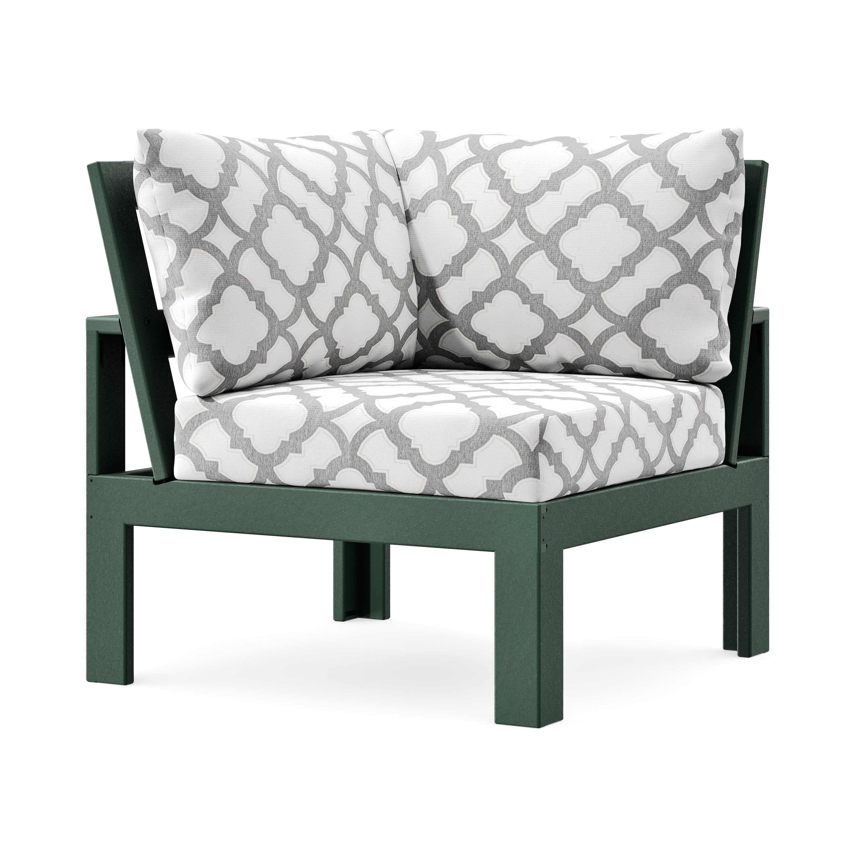 Modular Corner Chair in Green / Trellis Grey Mist