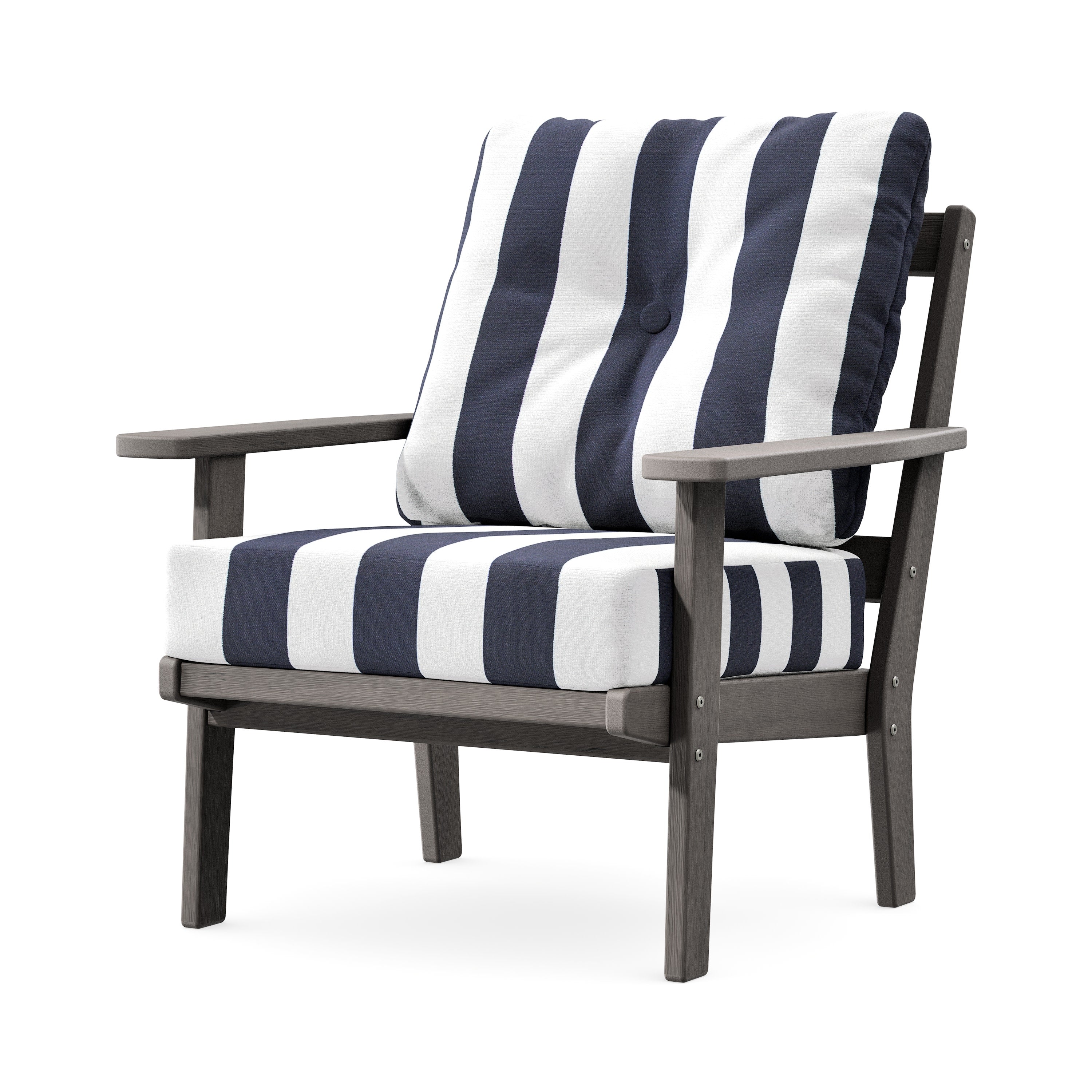 Prairie Deep Seating Chair in Driftwood / Cabana Stripe Navy