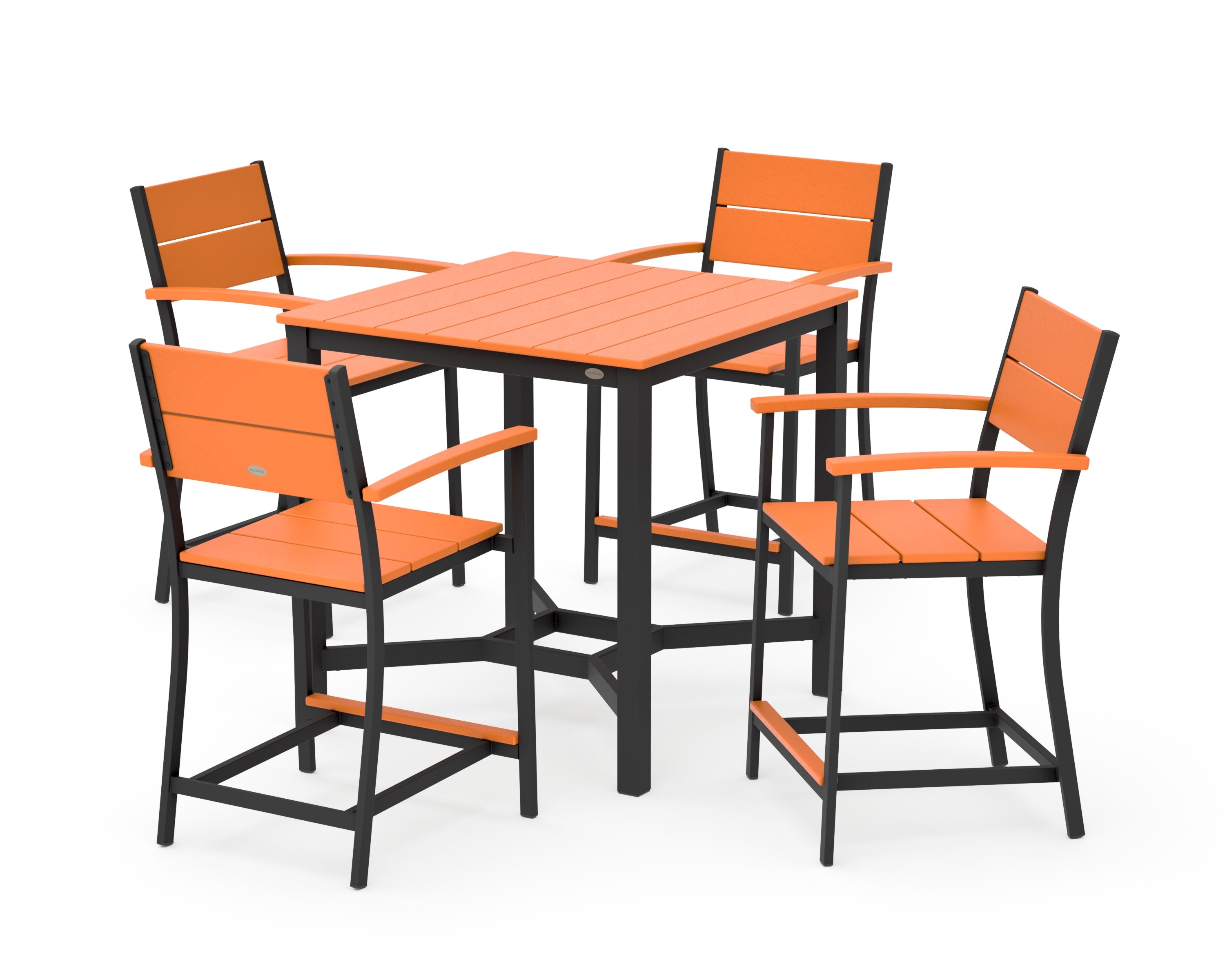 Main Street 5-Piece Counter Set in Black / Tangerine