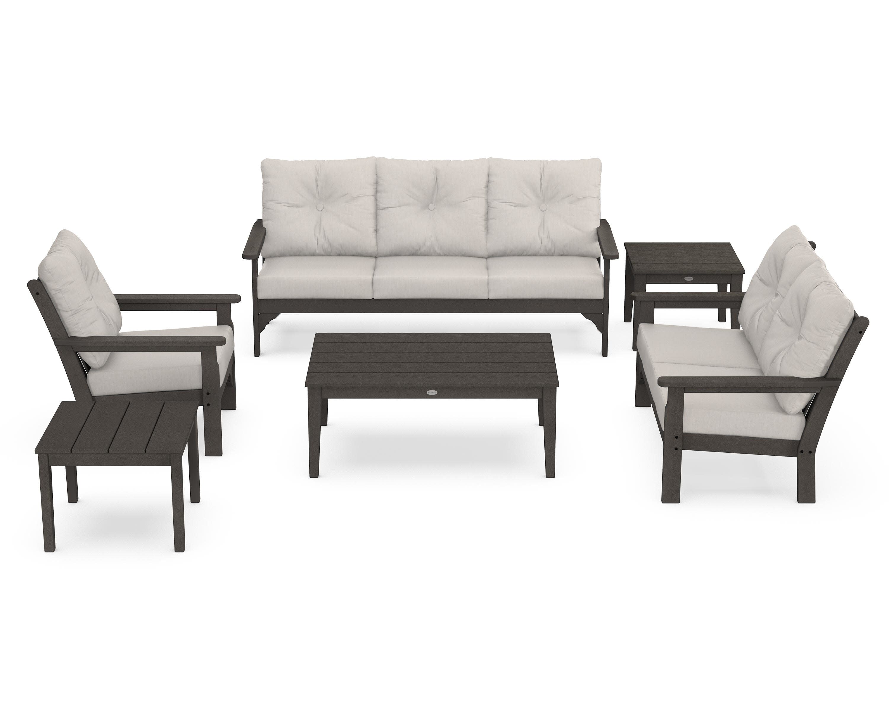 Vineyard 6-Piece Deep Seating Set in Vintage Coffee / Cast Ash