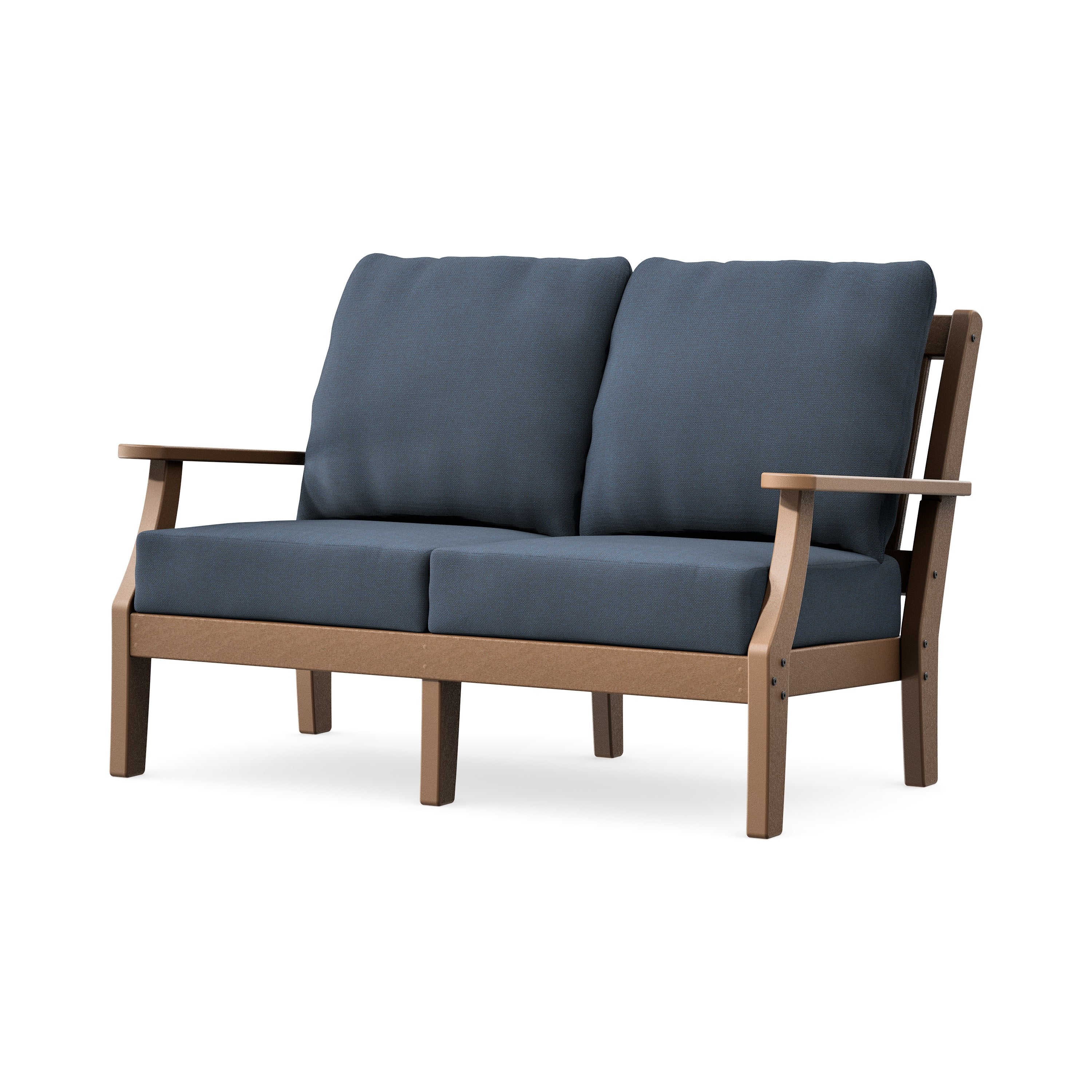 Chinoiserie Deep Seating Loveseat in Teak / Marine Indigo