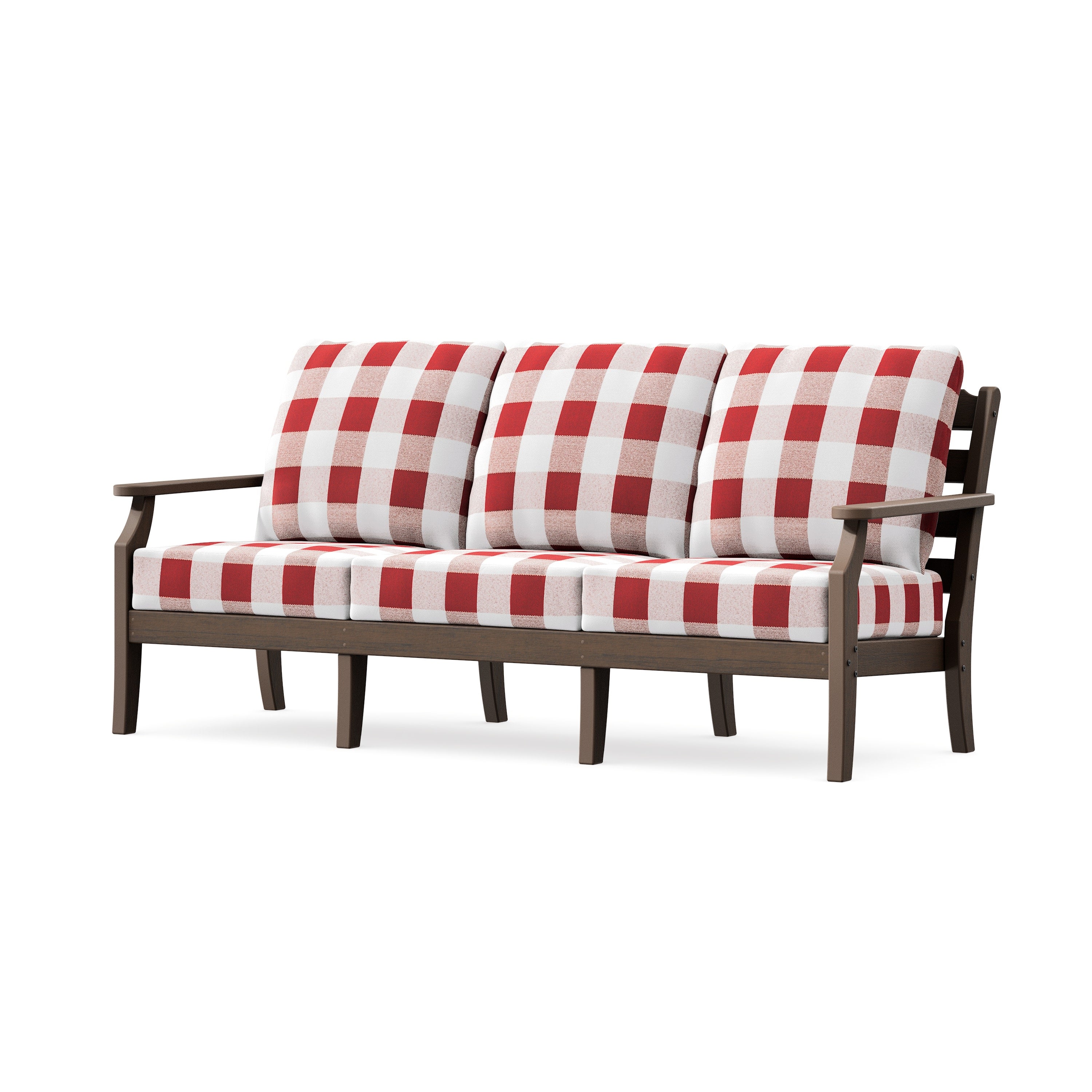 Savannah Deep Seating Sofa in Kona / Buffalo Plaid Crimson