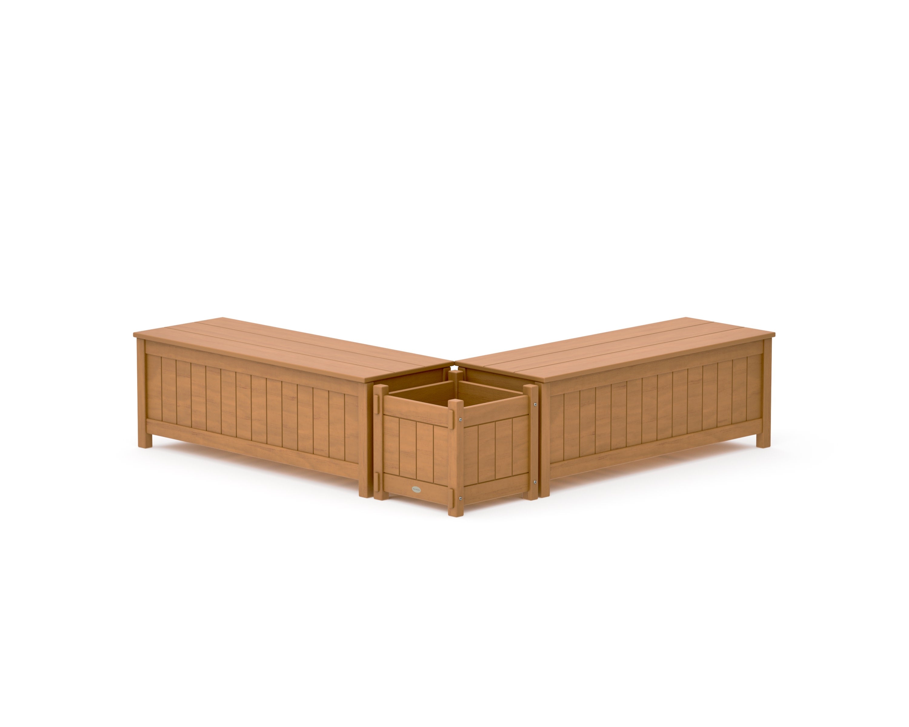 48" Vineyard L- Shaped Planter Storage Bench Set in Natural