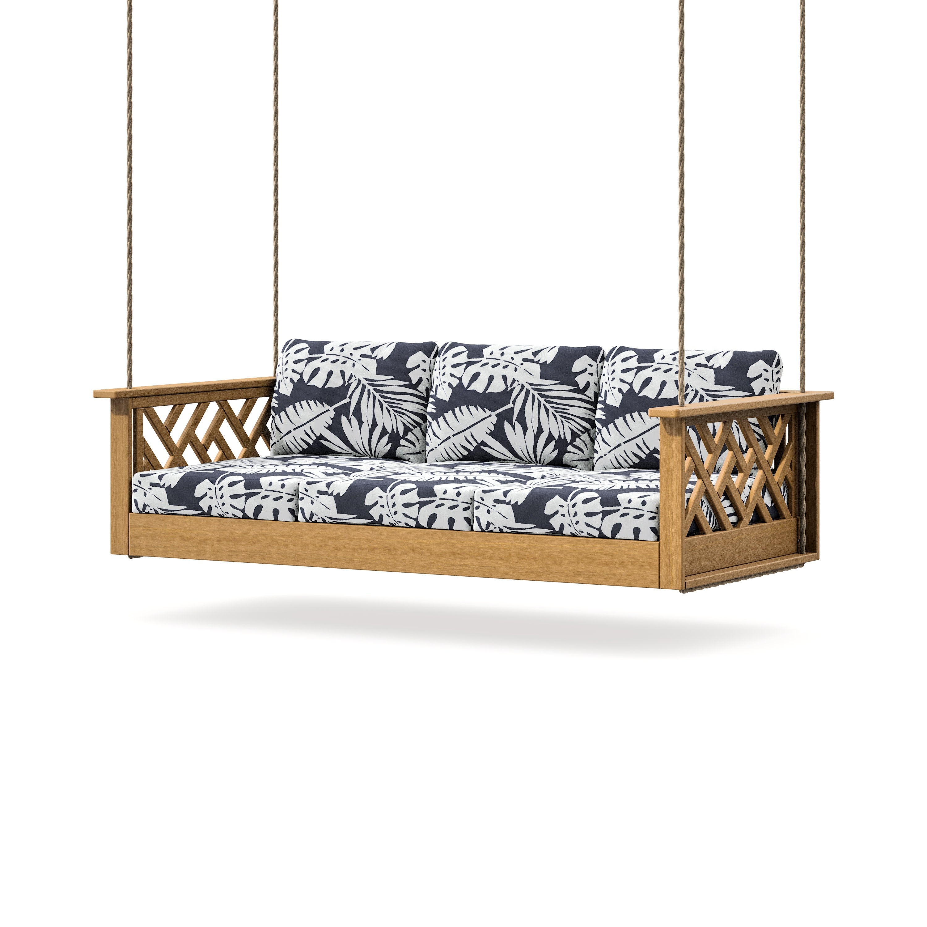 Chippendale Daybed Swing in Natural / Leaf Navy
