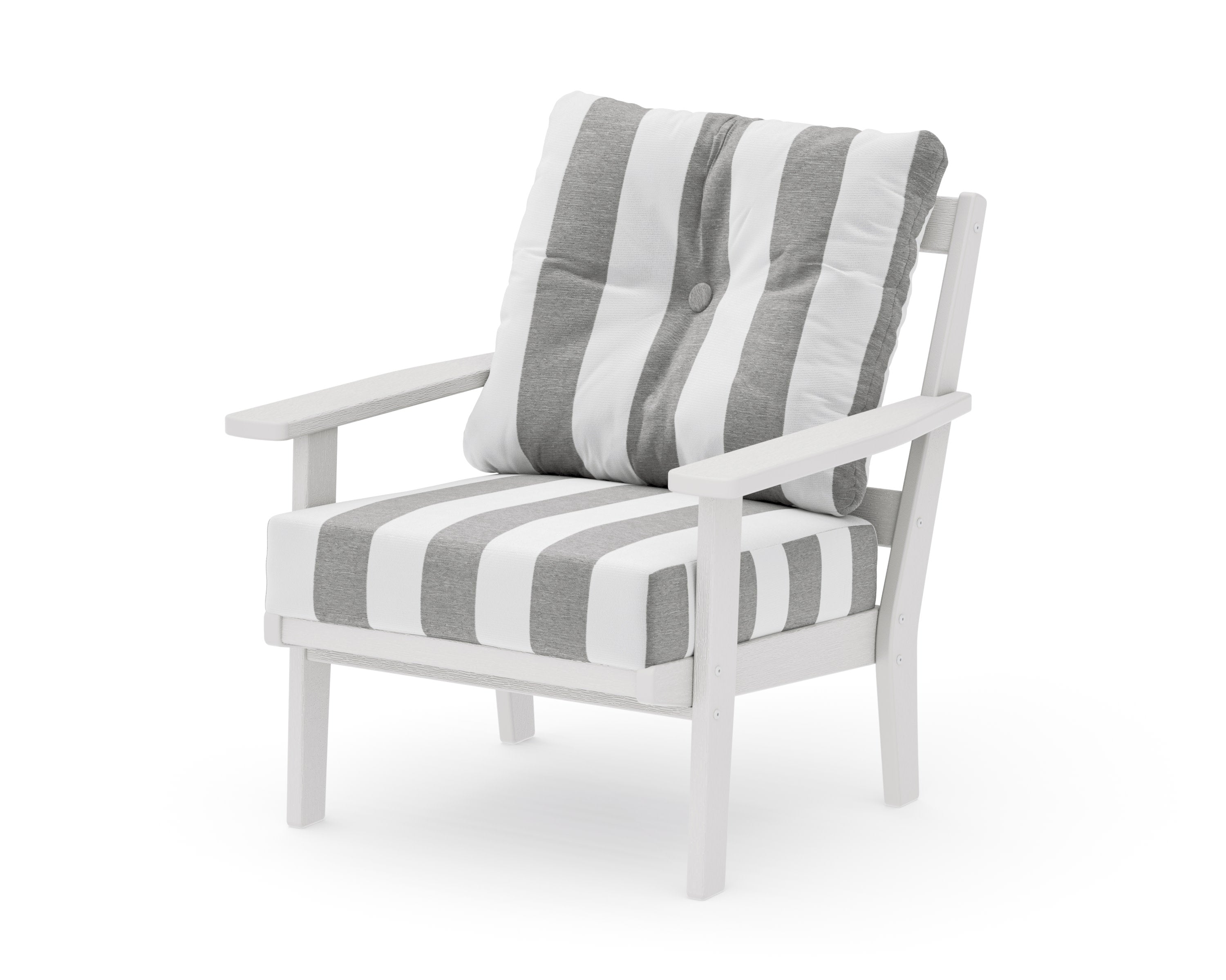 Oxford Deep Seating Chair in Vintage White / Cabana Stripe Grey Mist