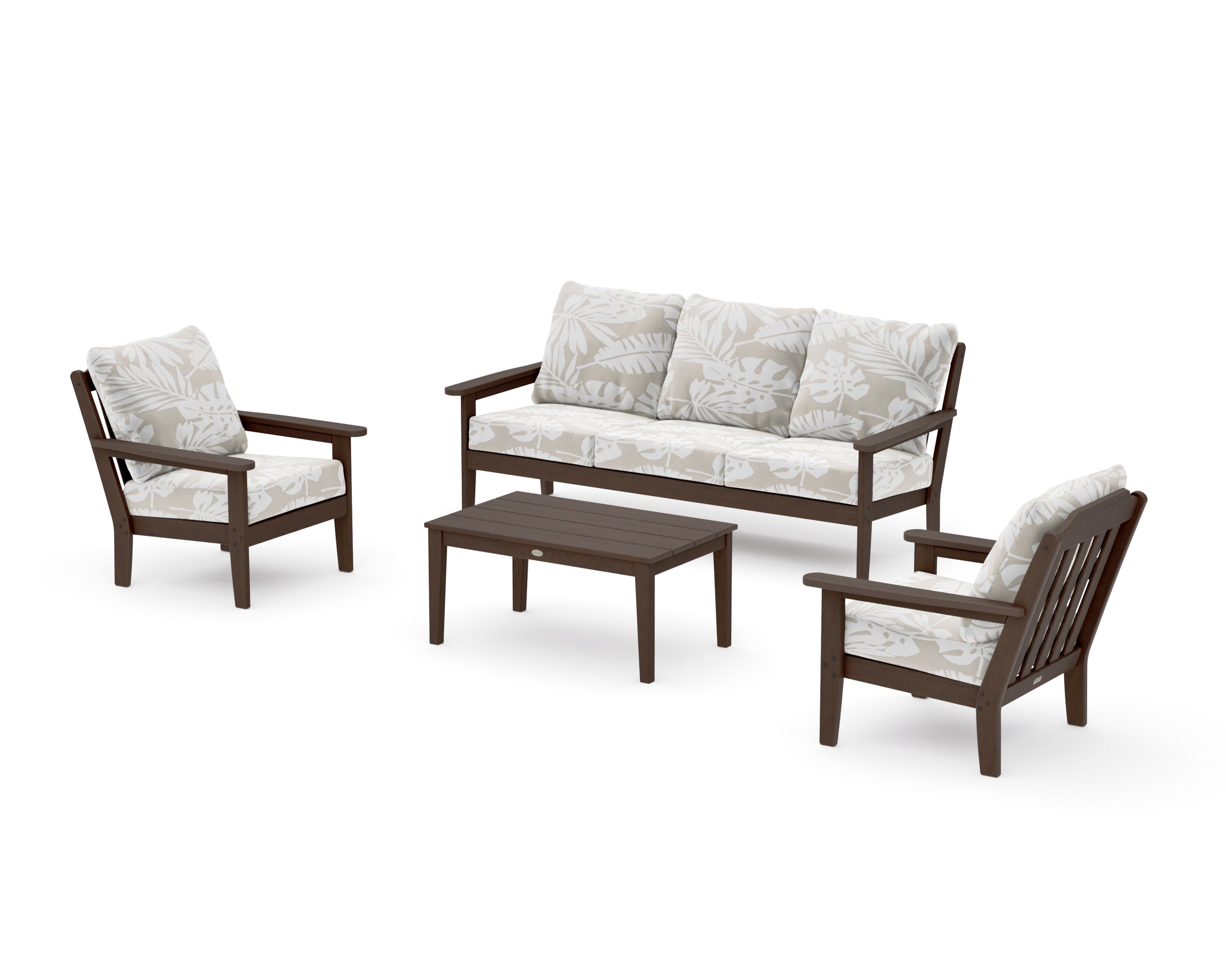 Cottage 4-Piece Deep Seating Set with Sofa in Kona / Leaf Dune Burlap