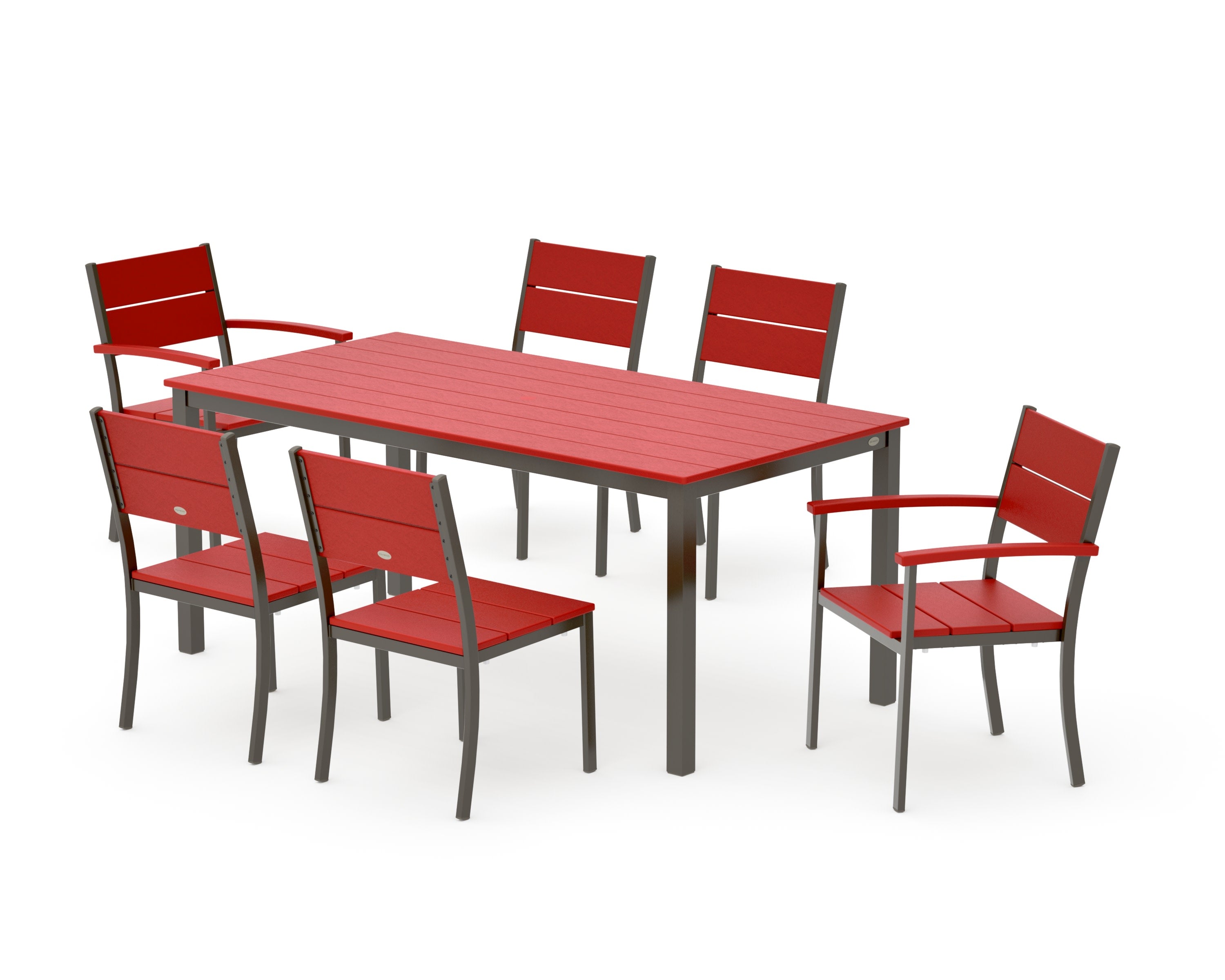 Main Street 7-Piece Dining Set in Bronze / Sunset Red