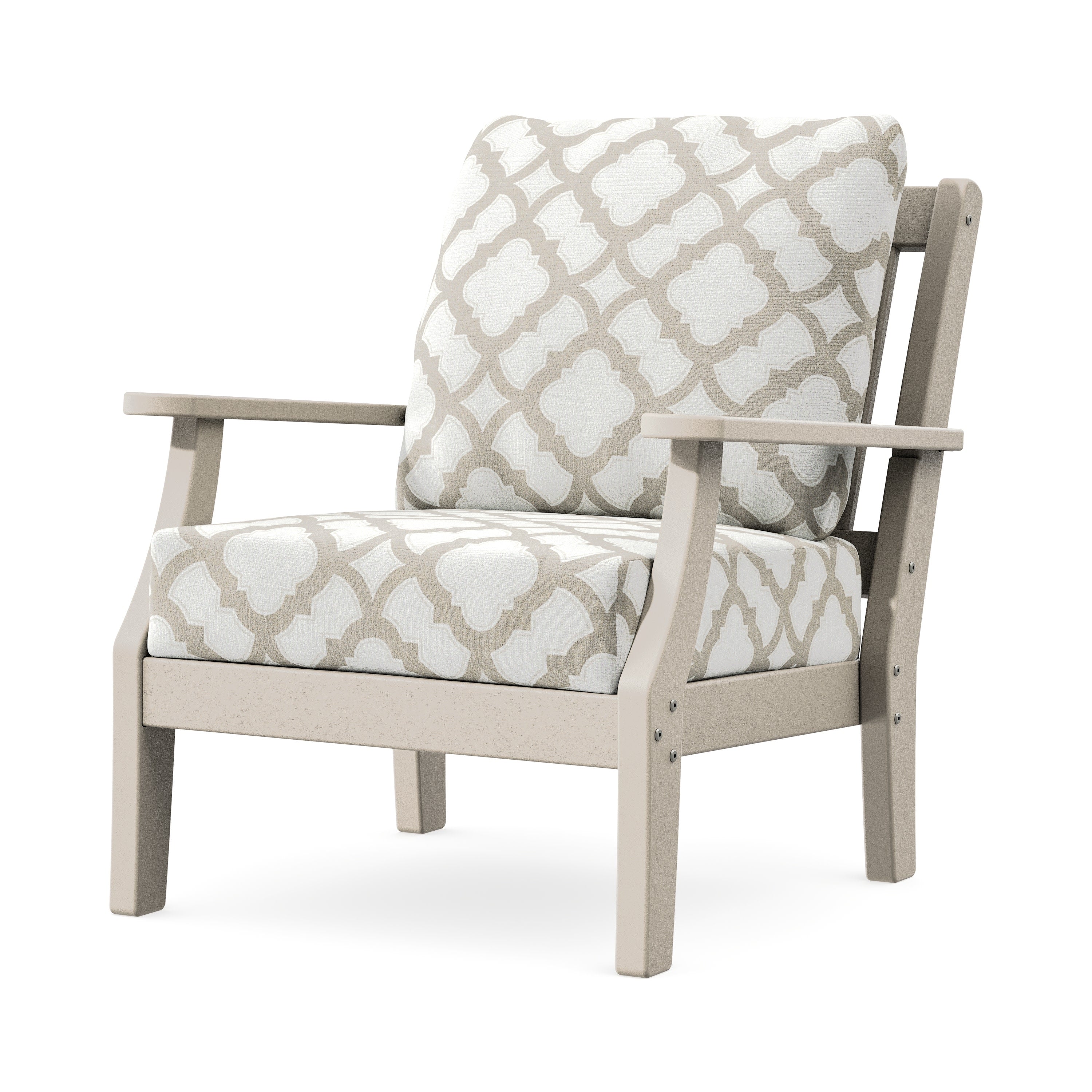 Chinoiserie Deep Seating Chair in Sand / Trellis Dune Burlap