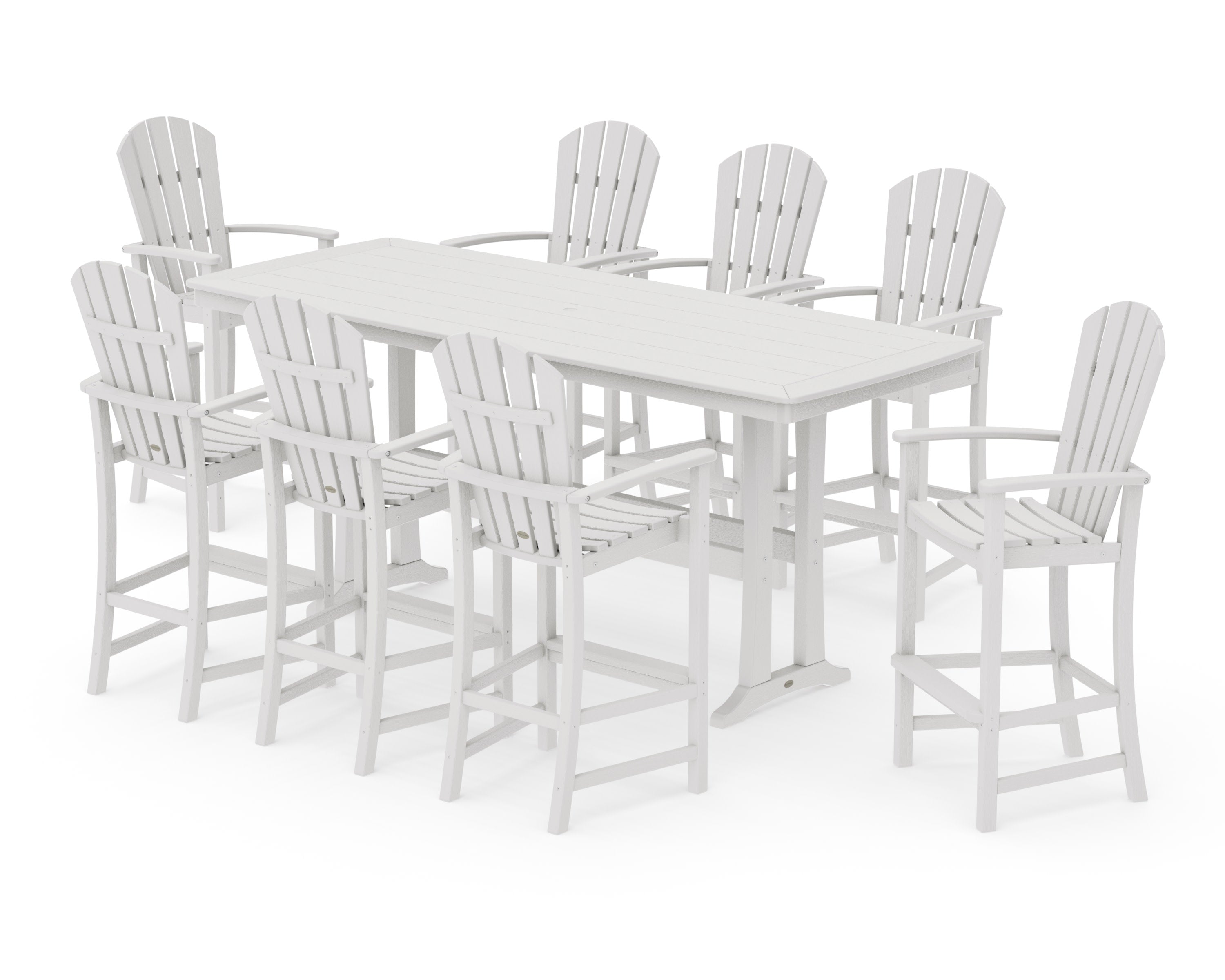 Palm Coast 9-Piece Bar Set with Trestle Legs in Vintage White